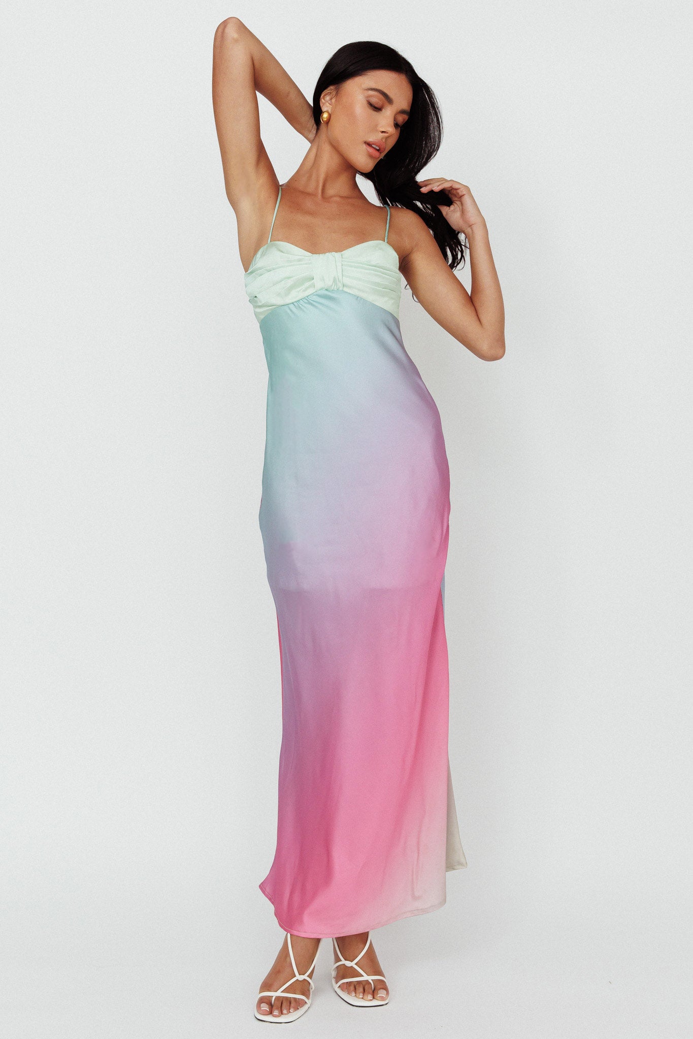 Siva Gathered Bust Midi Dress Ombre Multi by Selfie Leslie