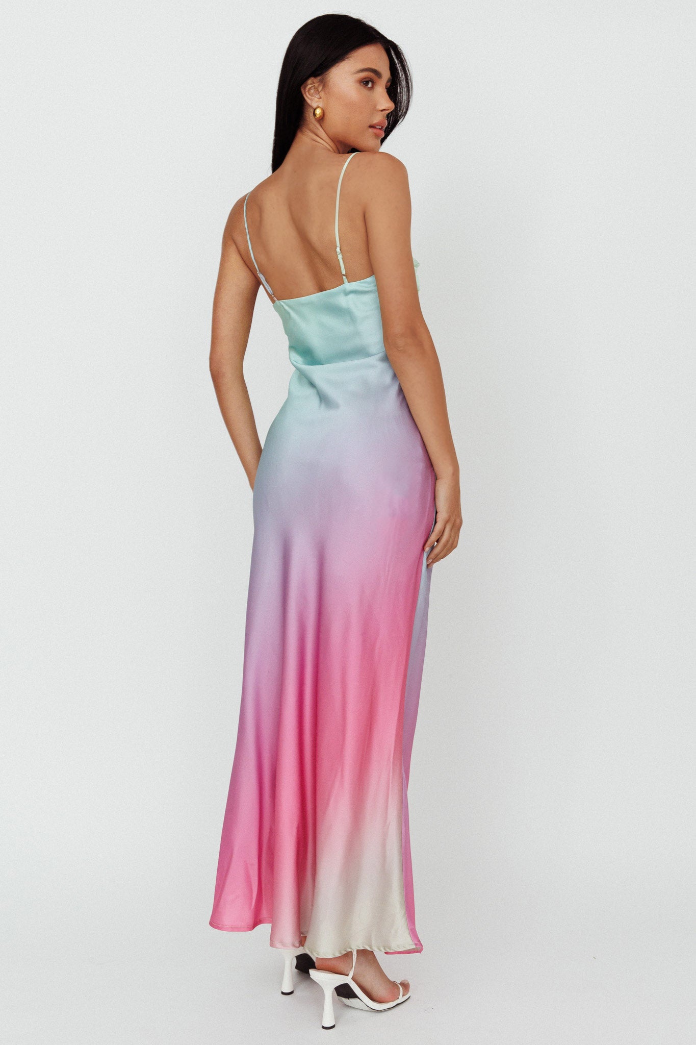 Siva Gathered Bust Midi Dress Ombre Multi by Selfie Leslie