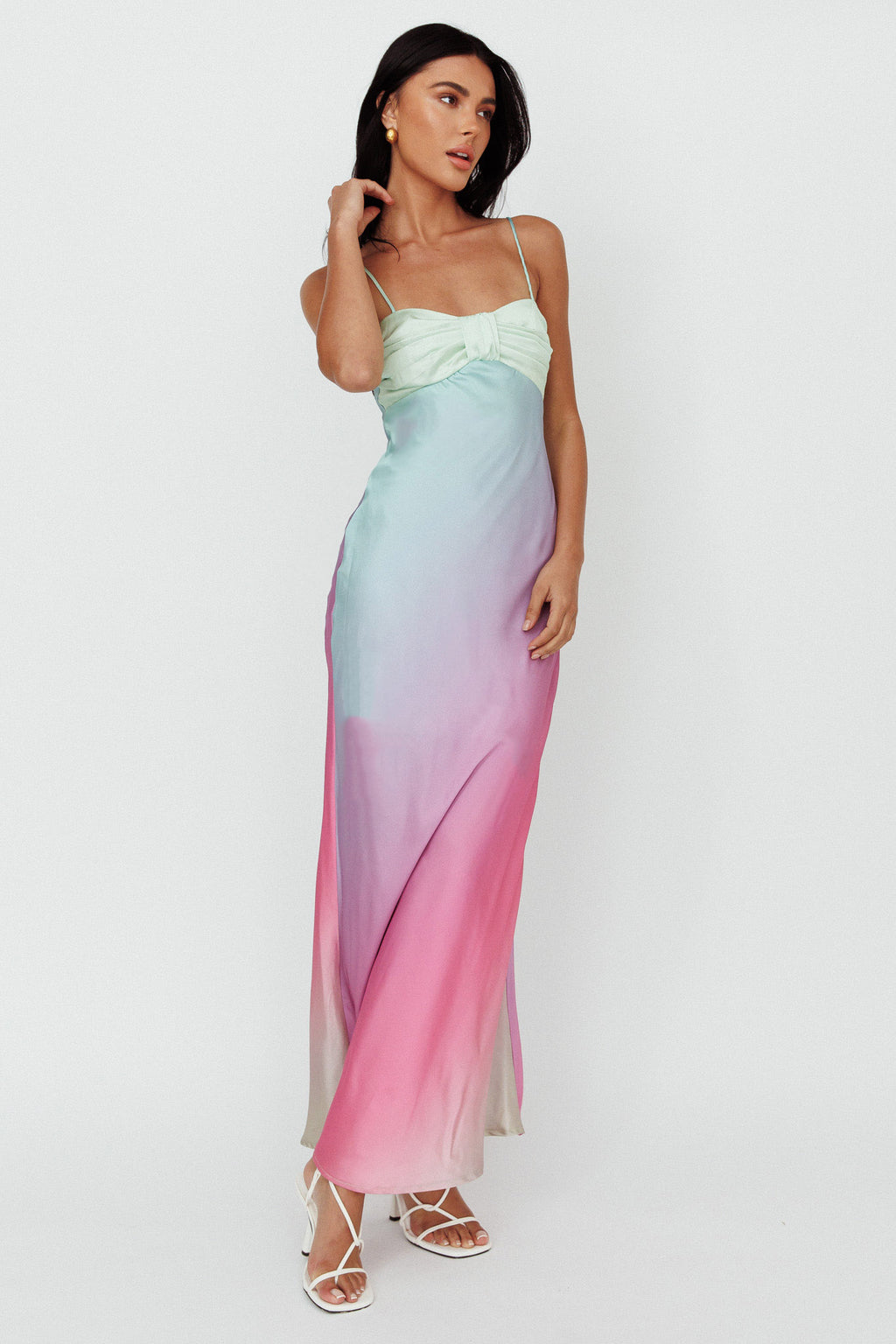 Siva Gathered Bust Midi Dress Ombre Multi by Selfie Leslie