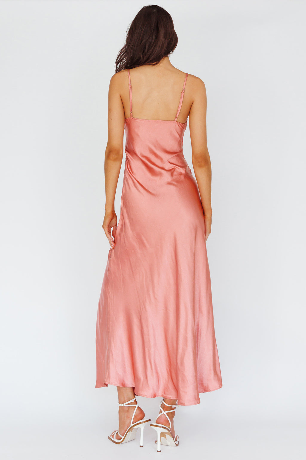 Amity Twist Bust Split Maxi Dress Rose by Selfie Leslie