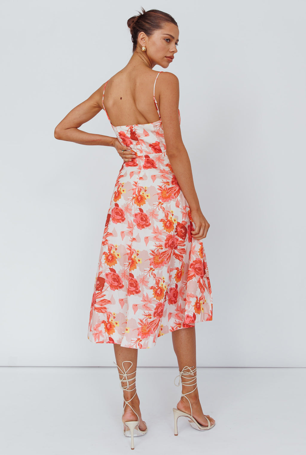 Weekender Spaghetti Strap Midi Dress Floral Peach by Selfie Leslie