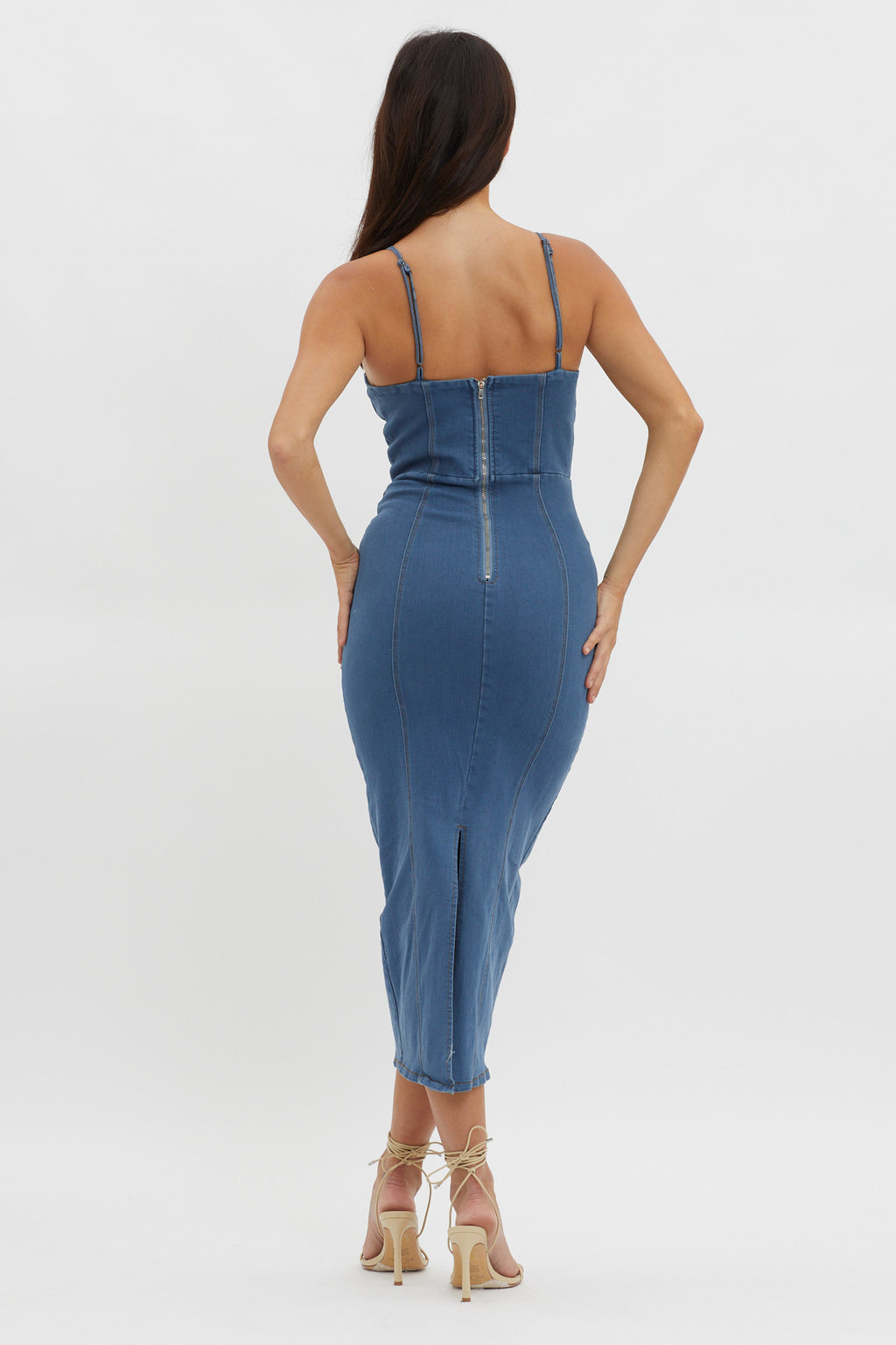 Lenni Denim Midi Dress Dark Blue by Selfie Leslie