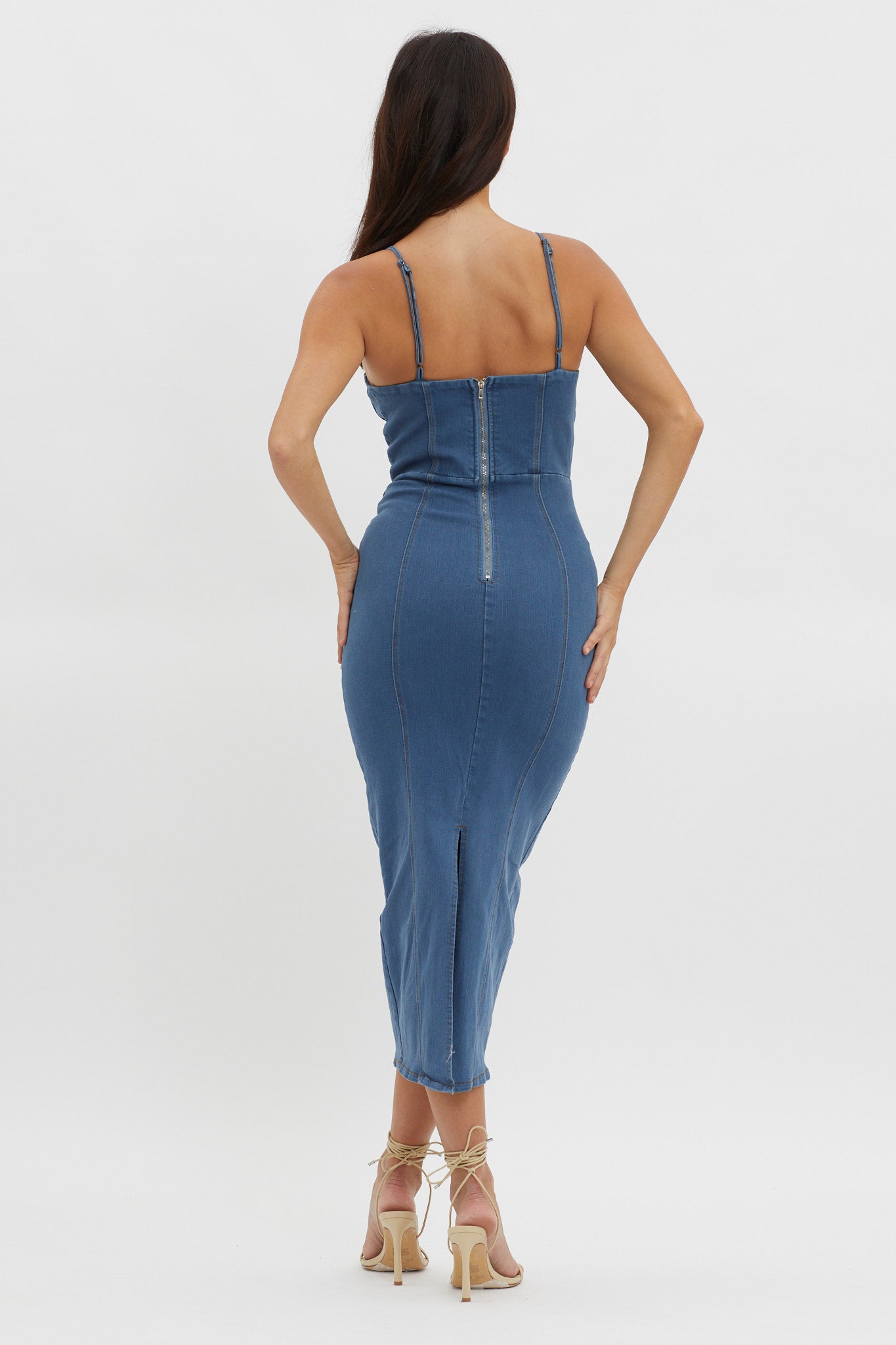 Lenni Denim Midi Dress Dark Blue by Selfie Leslie