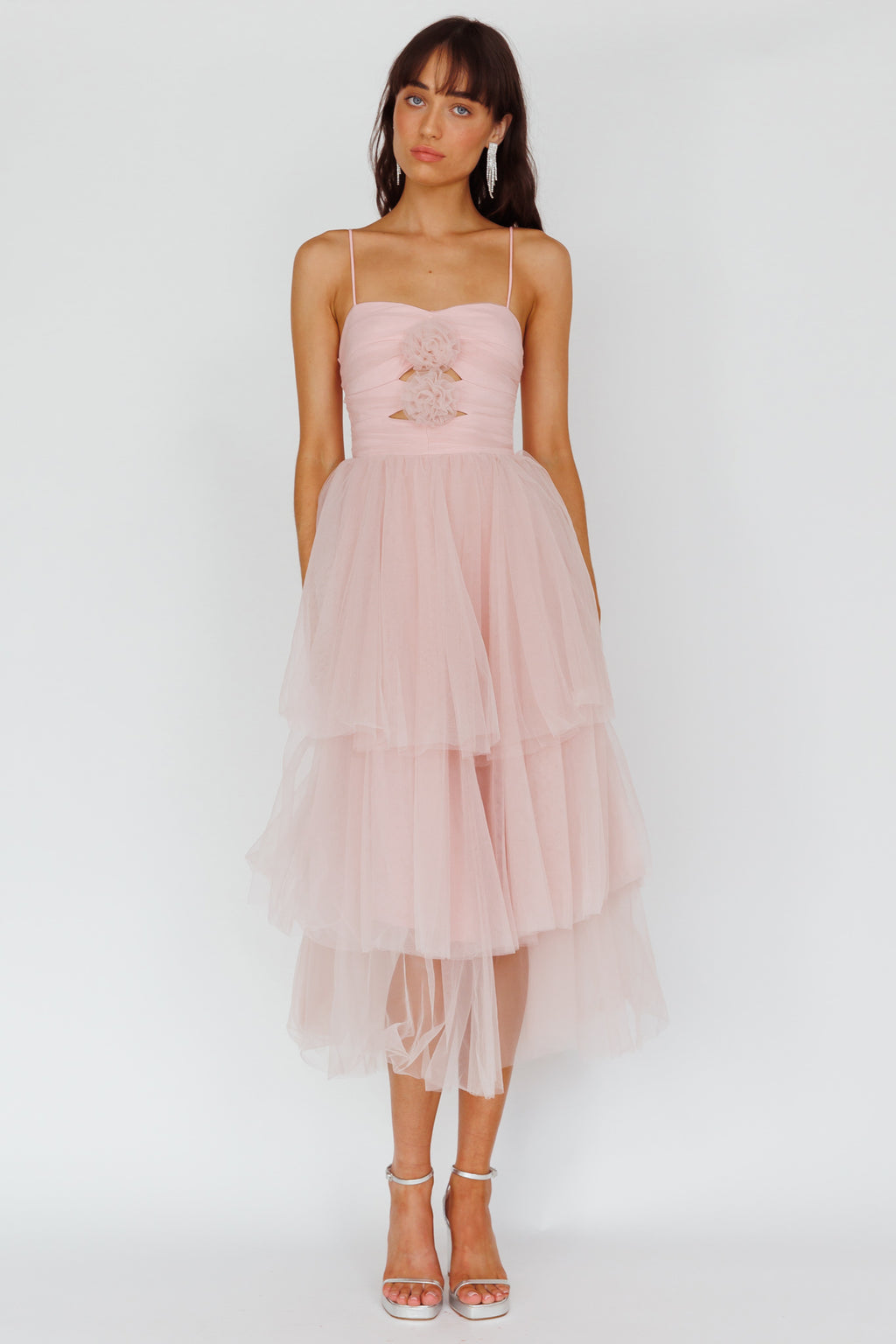 Seraphina Rose Bodice Tulle Midi Dress Blush by Selfie Leslie
