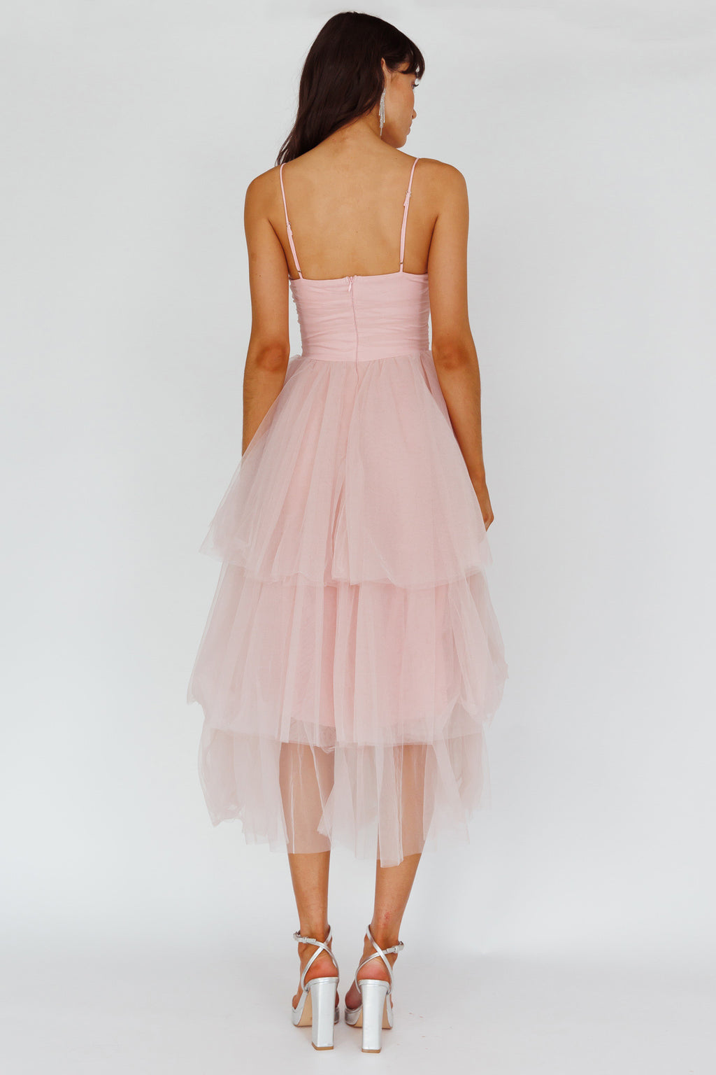 Seraphina Rose Bodice Tulle Midi Dress Blush by Selfie Leslie