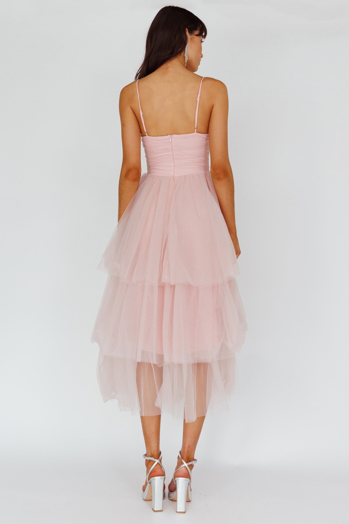 Seraphina Rose Bodice Tulle Midi Dress Blush by Selfie Leslie