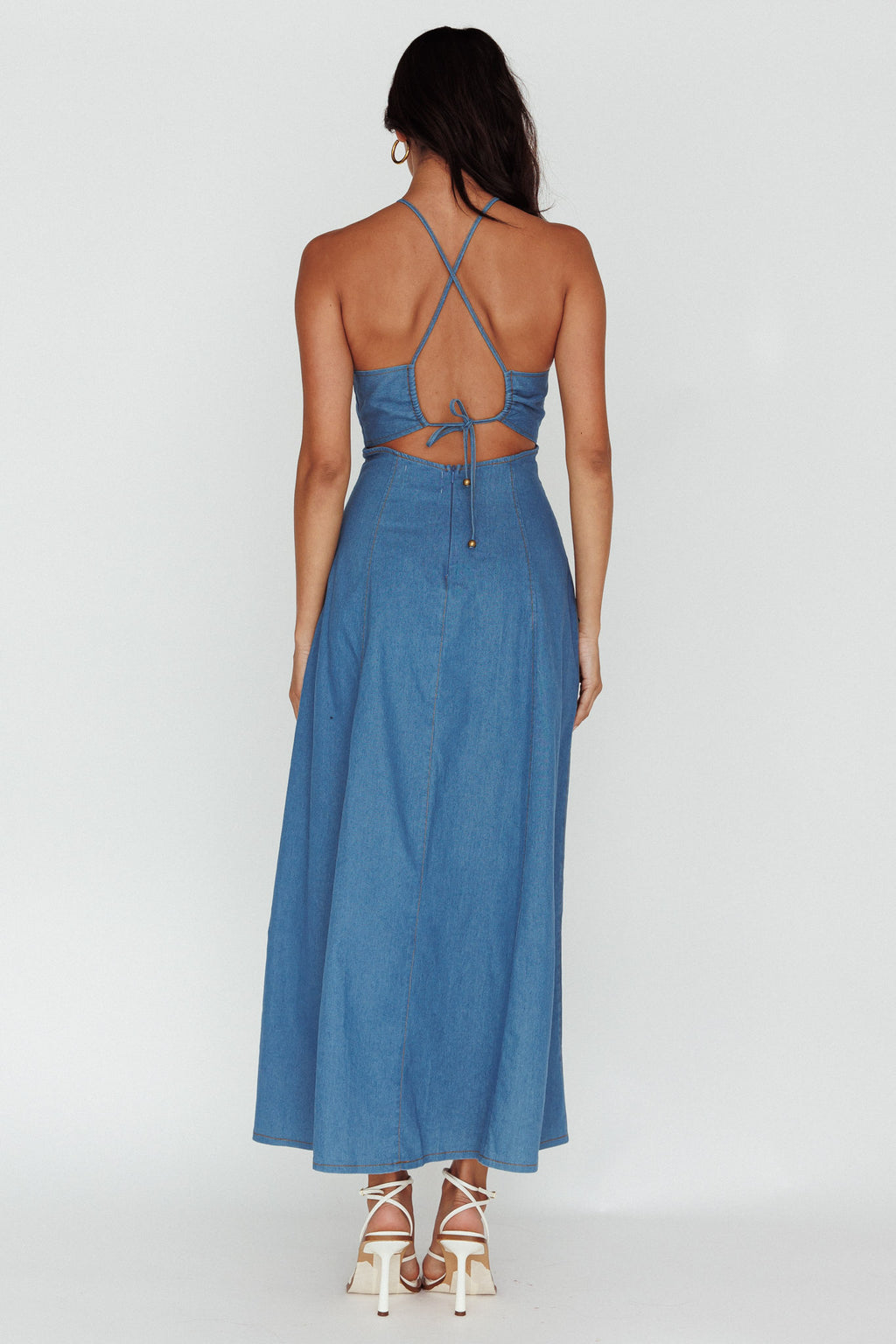 Leilana Halterneck Maxi Dress Denim by Selfie Leslie