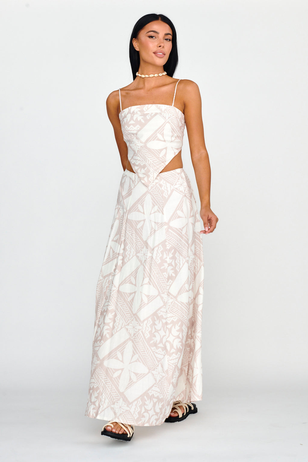 Sought After Tie Back Top Print Latte by Selfie Leslie