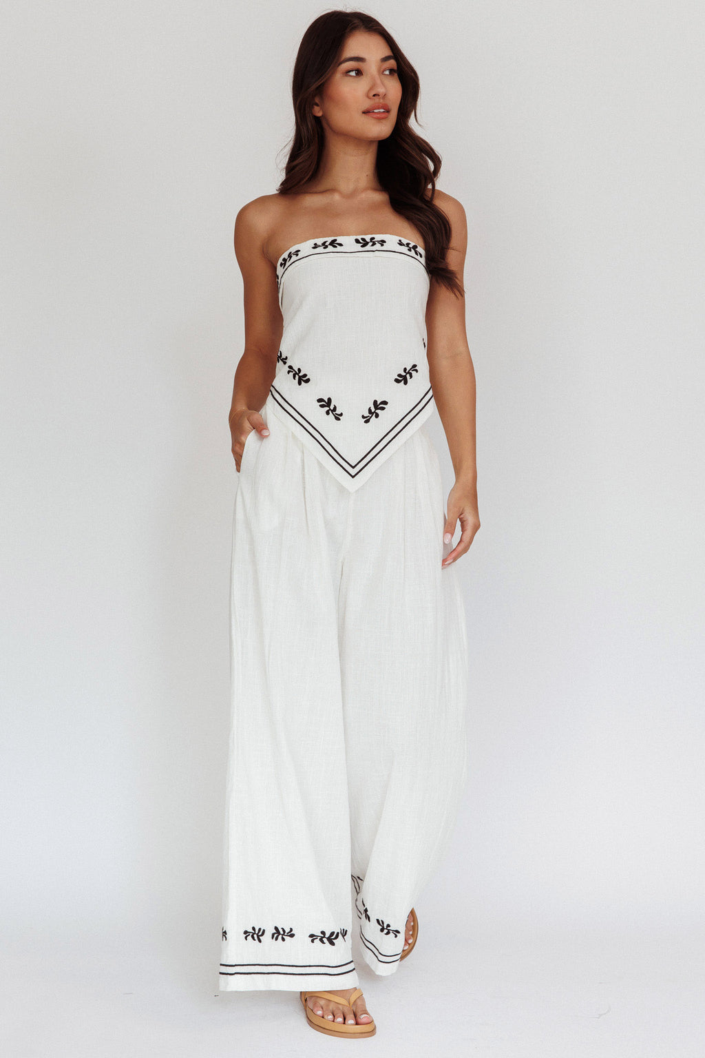 Sought After Wide-Leg Pocket Pants Off White by Selfie Leslie