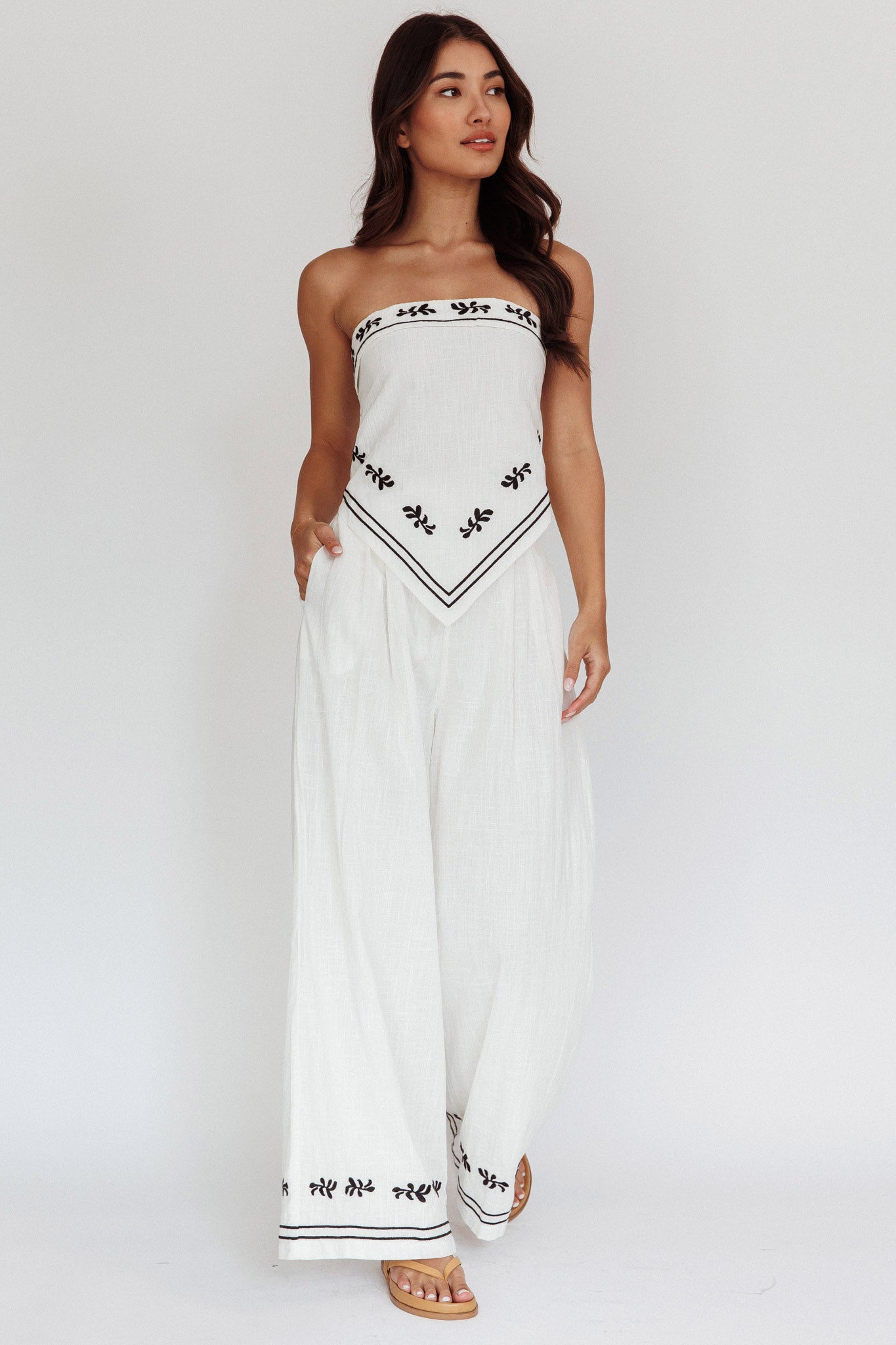 Sought After Wide-Leg Pocket Pants Off White by Selfie Leslie