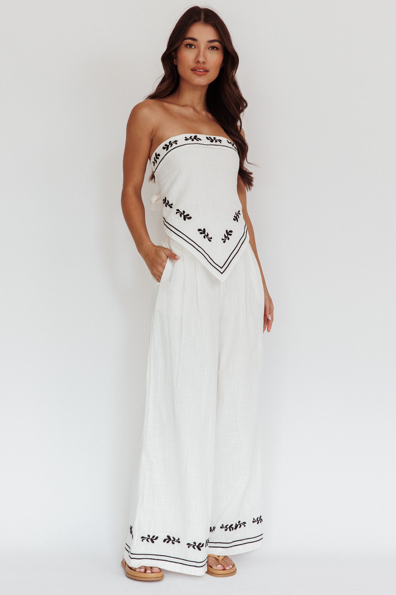 Sought After Wide-Leg Pocket Pants Off White by Selfie Leslie