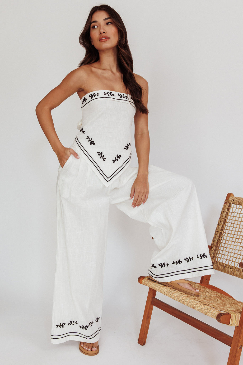Sought After Wide-Leg Pocket Pants Off White by Selfie Leslie