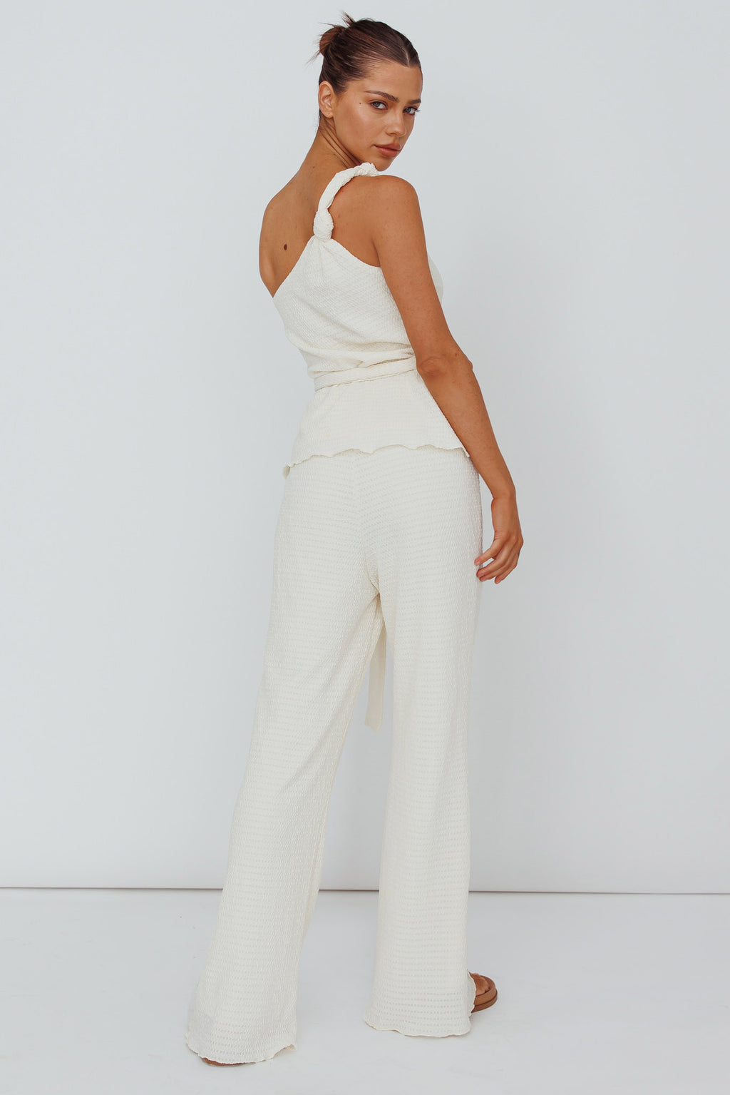 Austin City Textured Pants Cream by Selfie Leslie