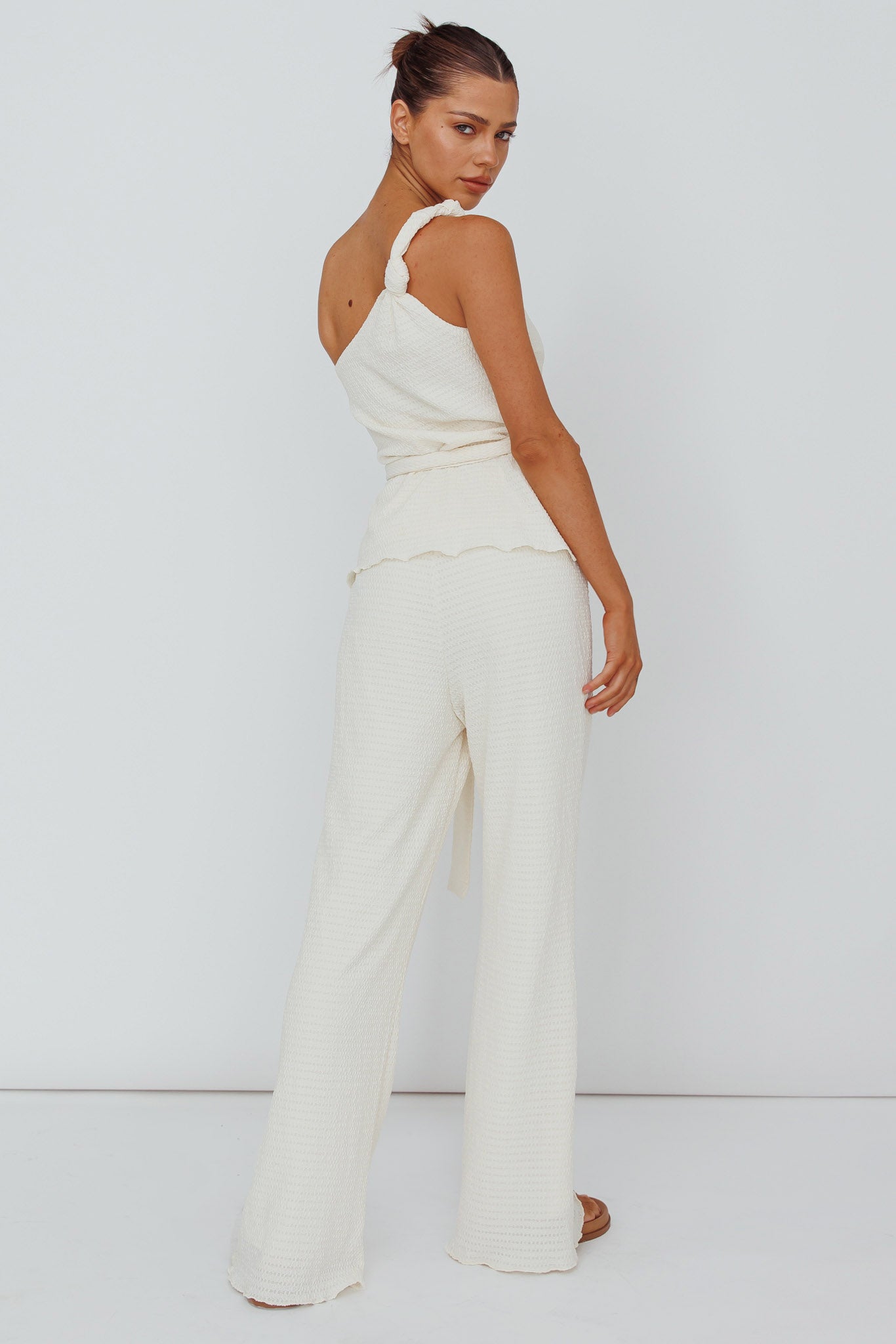 Austin City Textured Pants Cream by Selfie Leslie