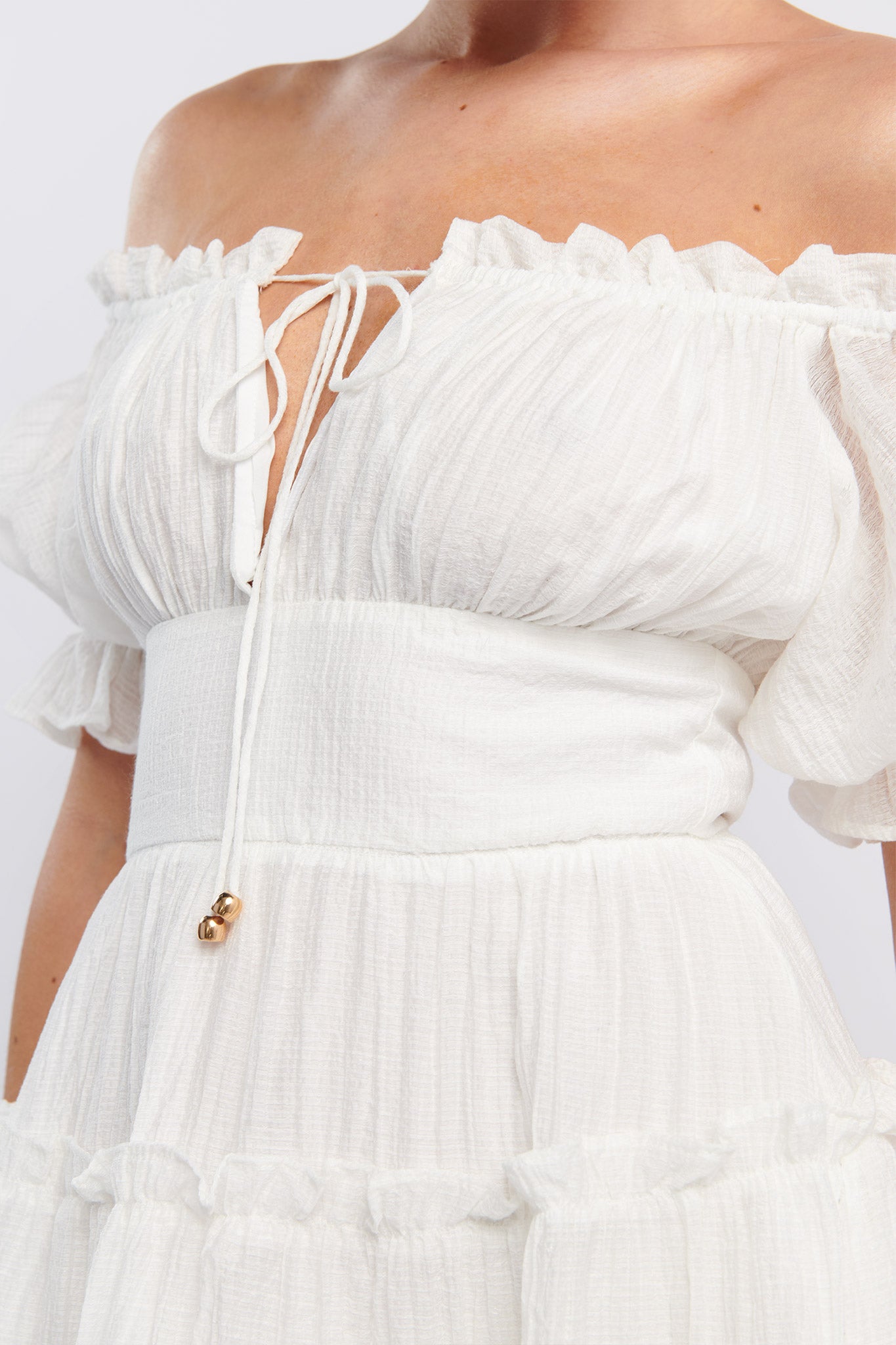 Everley Puff Sleeve Mini Dress White by Selfie Leslie