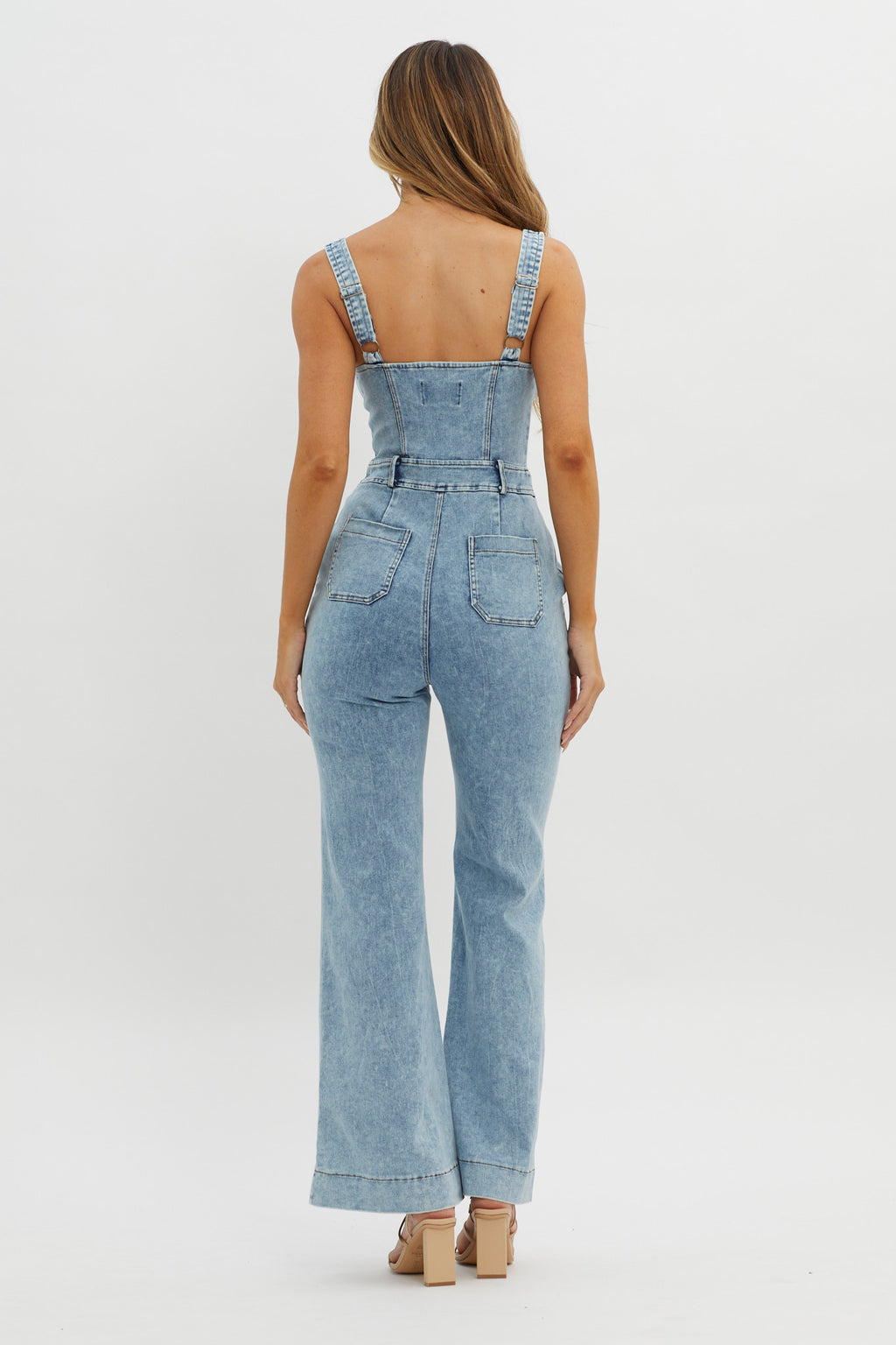 Intermission Flared Leg Jumpsuit Denim by Selfie Leslie