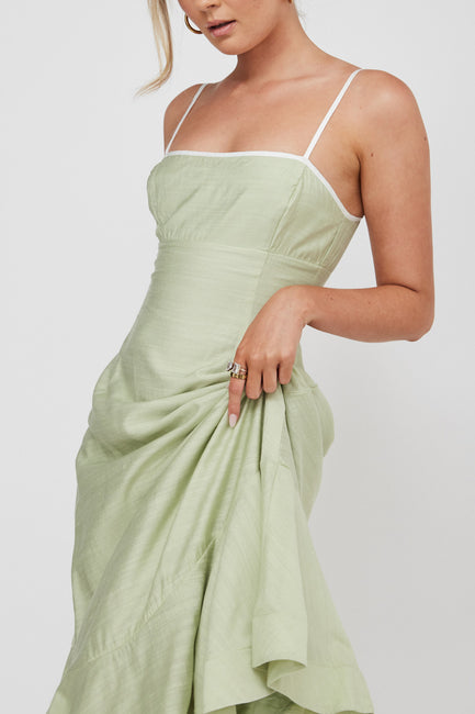Birdie Lace Overlay Swing Dress Pistachio