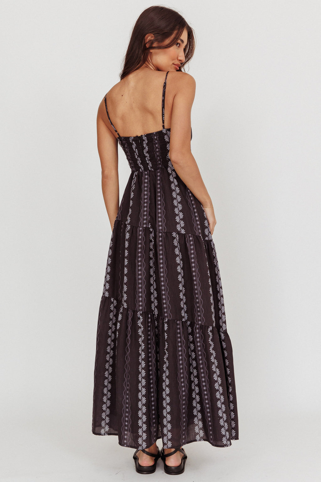 Doe Tied Bust Maxi Dress Black by Selfie Leslie