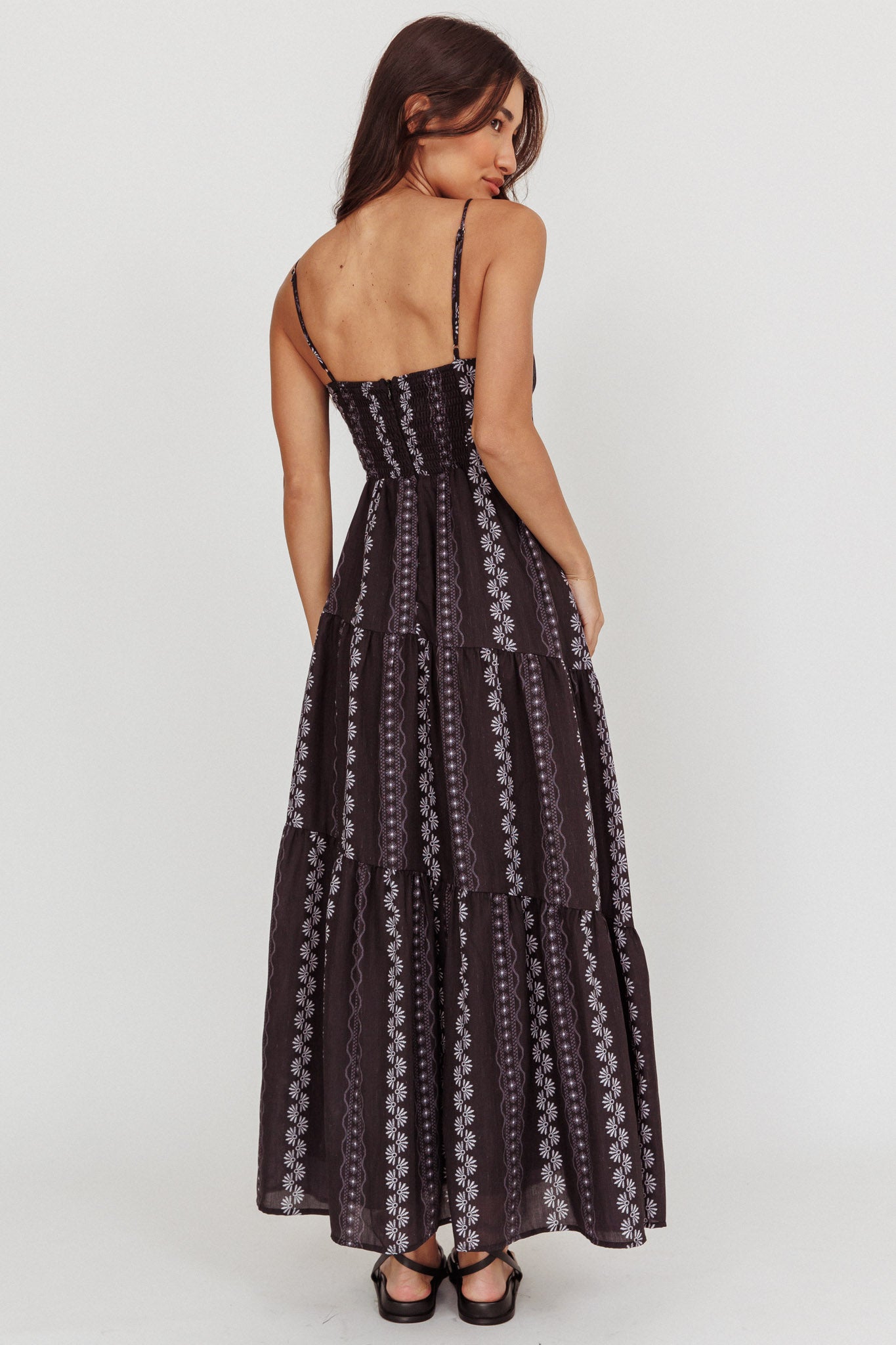 Doe Tied Bust Maxi Dress Black by Selfie Leslie