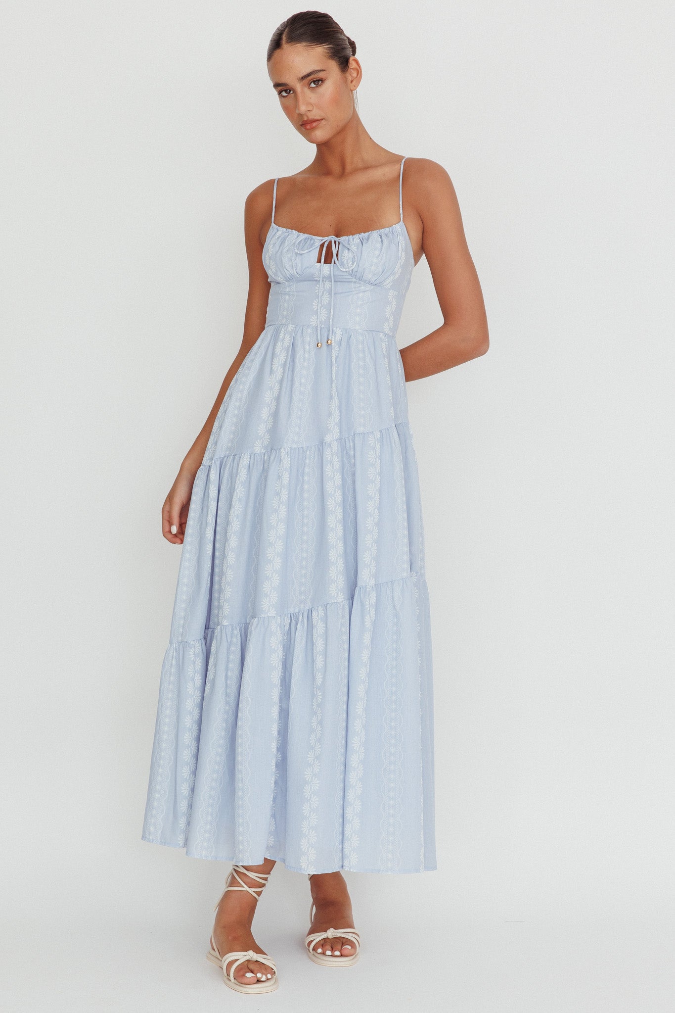 Doe Tied Bust Maxi Dress Blue by Selfie Leslie