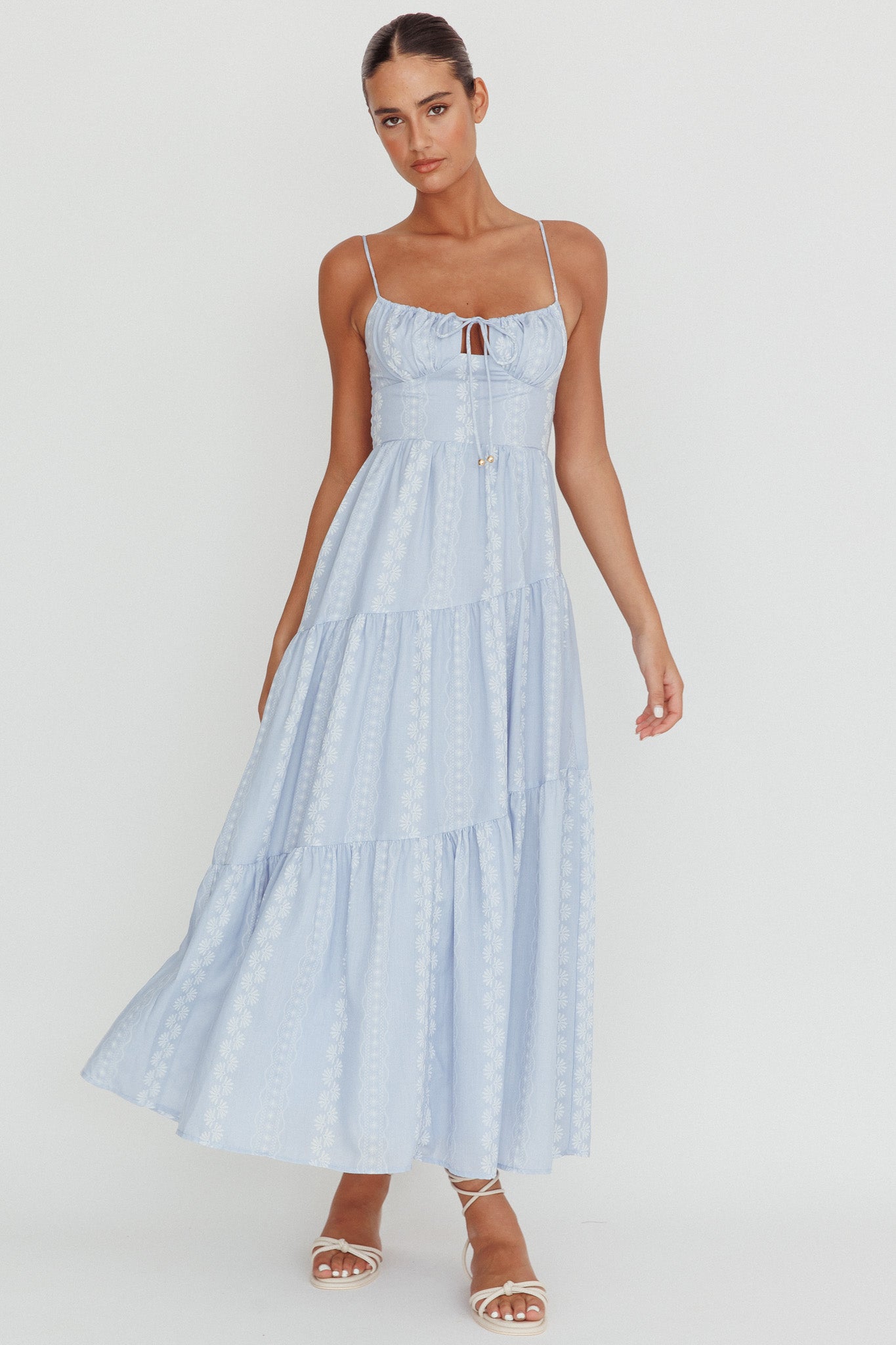 Doe Tied Bust Maxi Dress Blue | Selfie Leslie