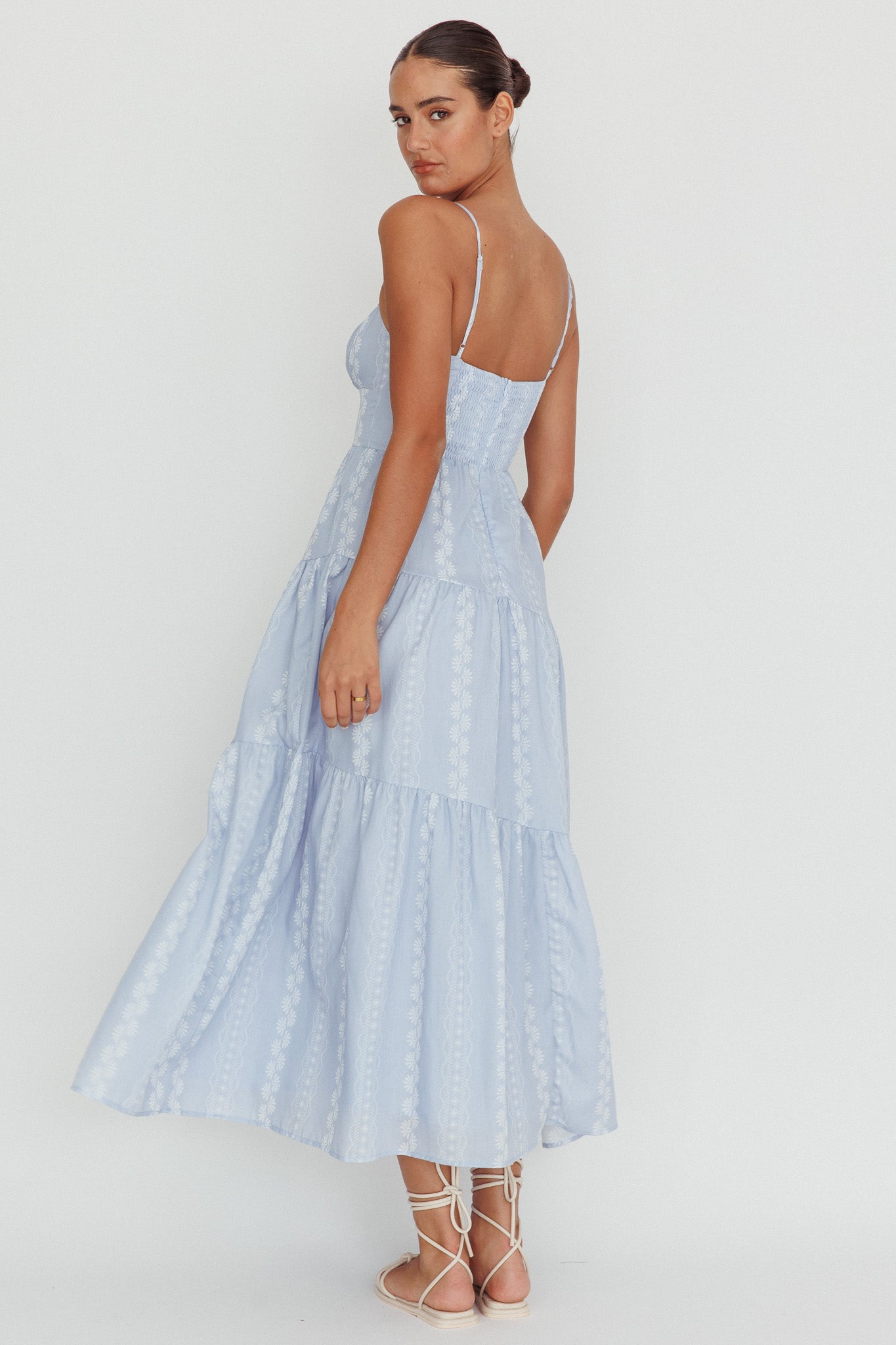 Doe Tied Bust Maxi Dress Blue by Selfie Leslie