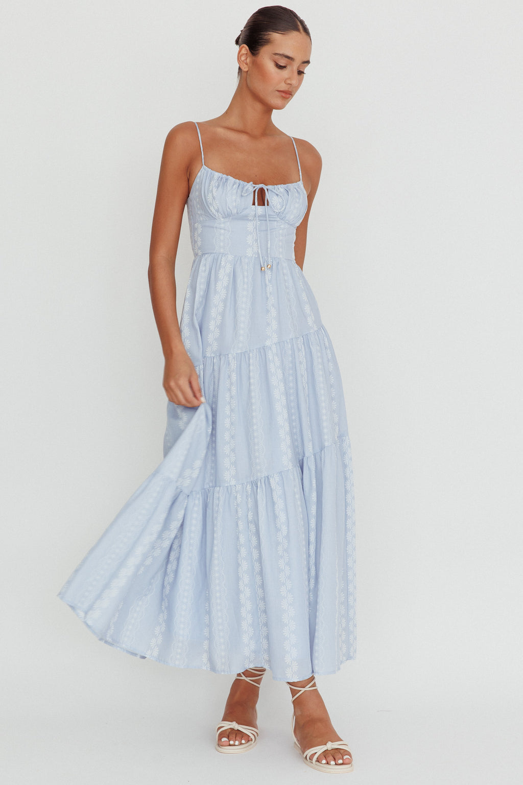 Doe Tied Bust Maxi Dress Blue by Selfie Leslie