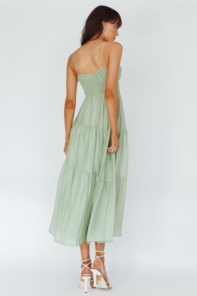 Starring Role Cowl Bust Waist Tie Dress Sage