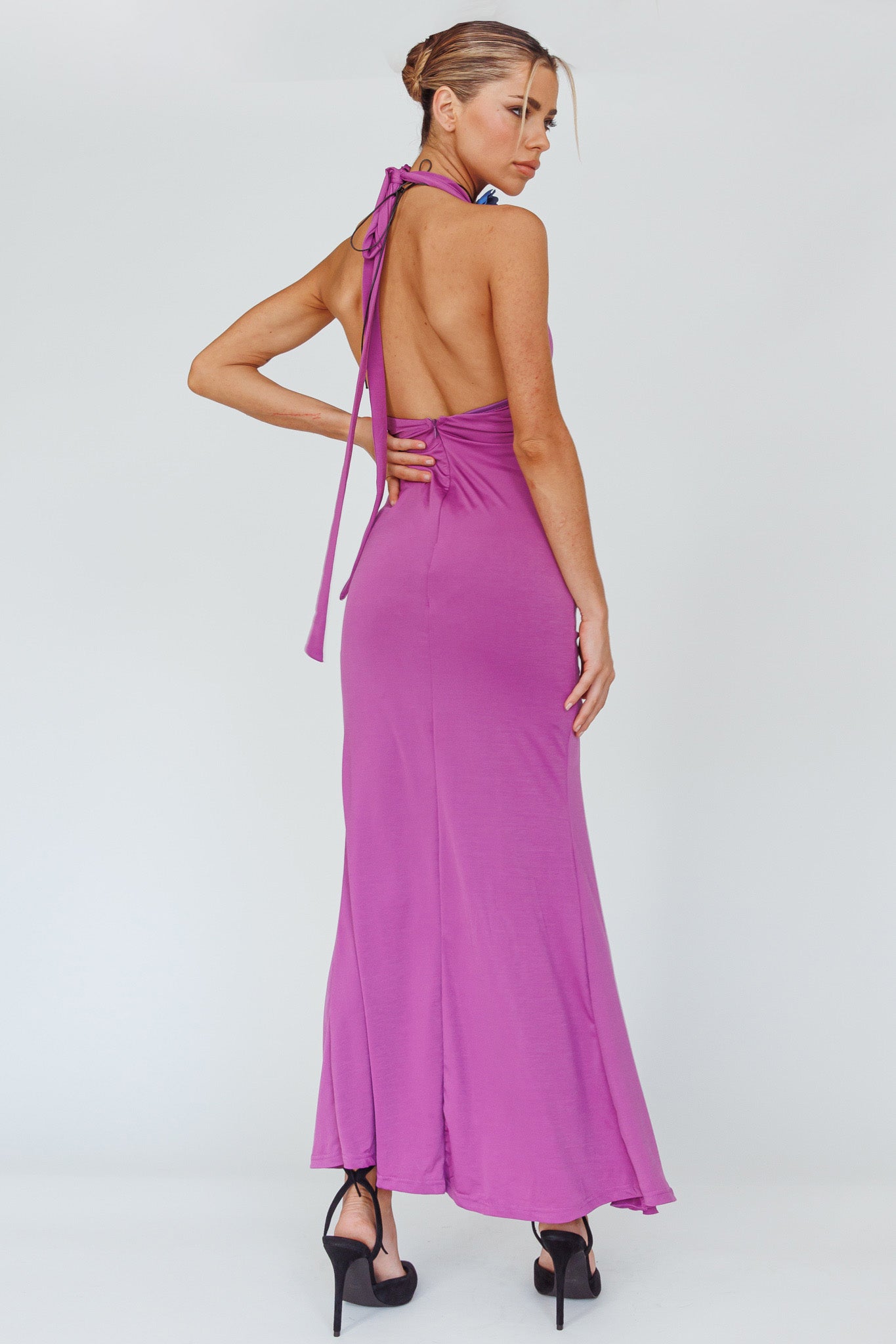 Zaphirah Halterneck Ruffle Dress Magenta by Selfie Leslie
