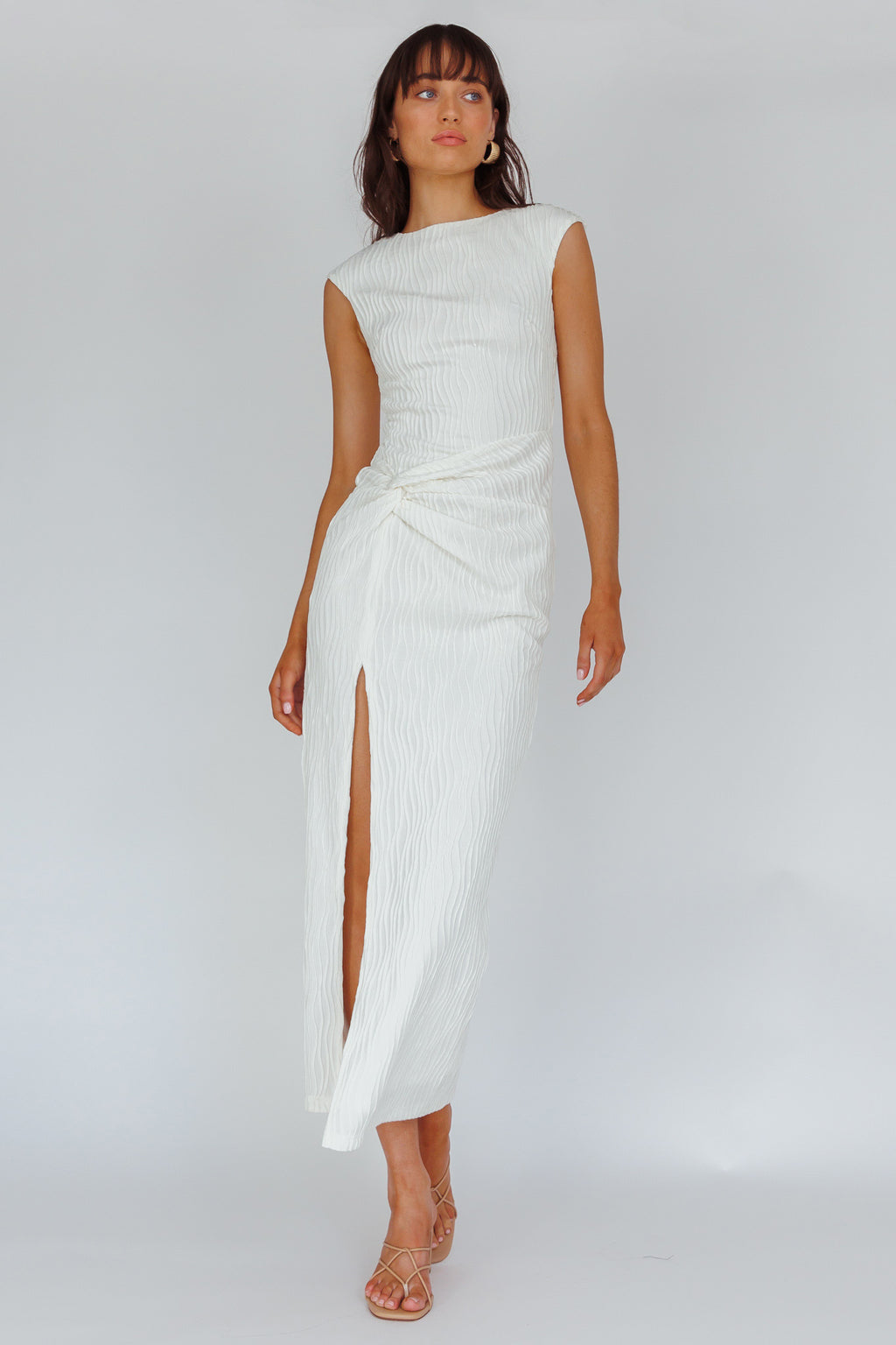 Like A Movie Cap Sleeve Midi Dress Cream by Selfie Leslie