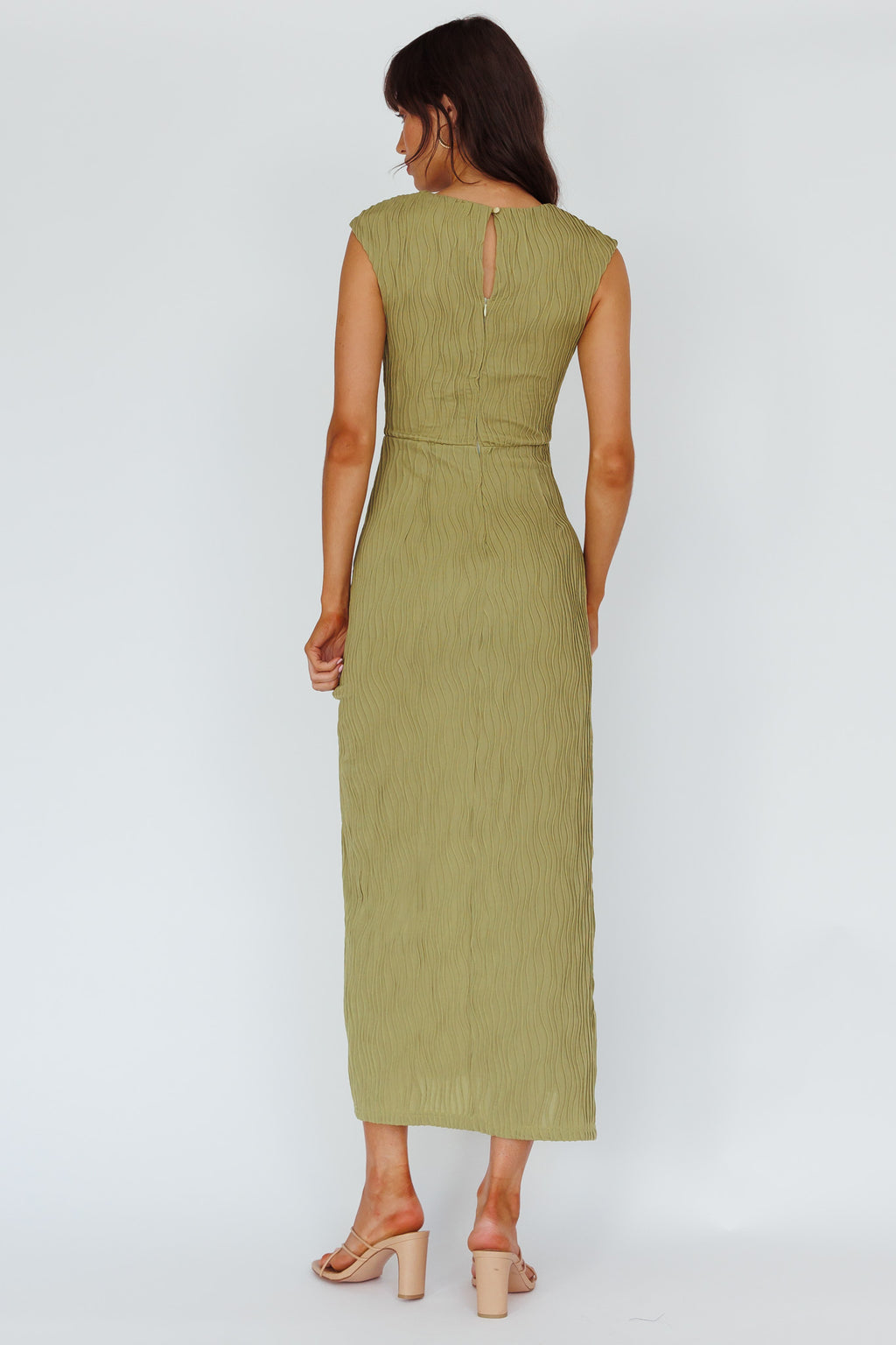 Like A Movie Cap Sleeve Midi Dress Olive by Selfie Leslie