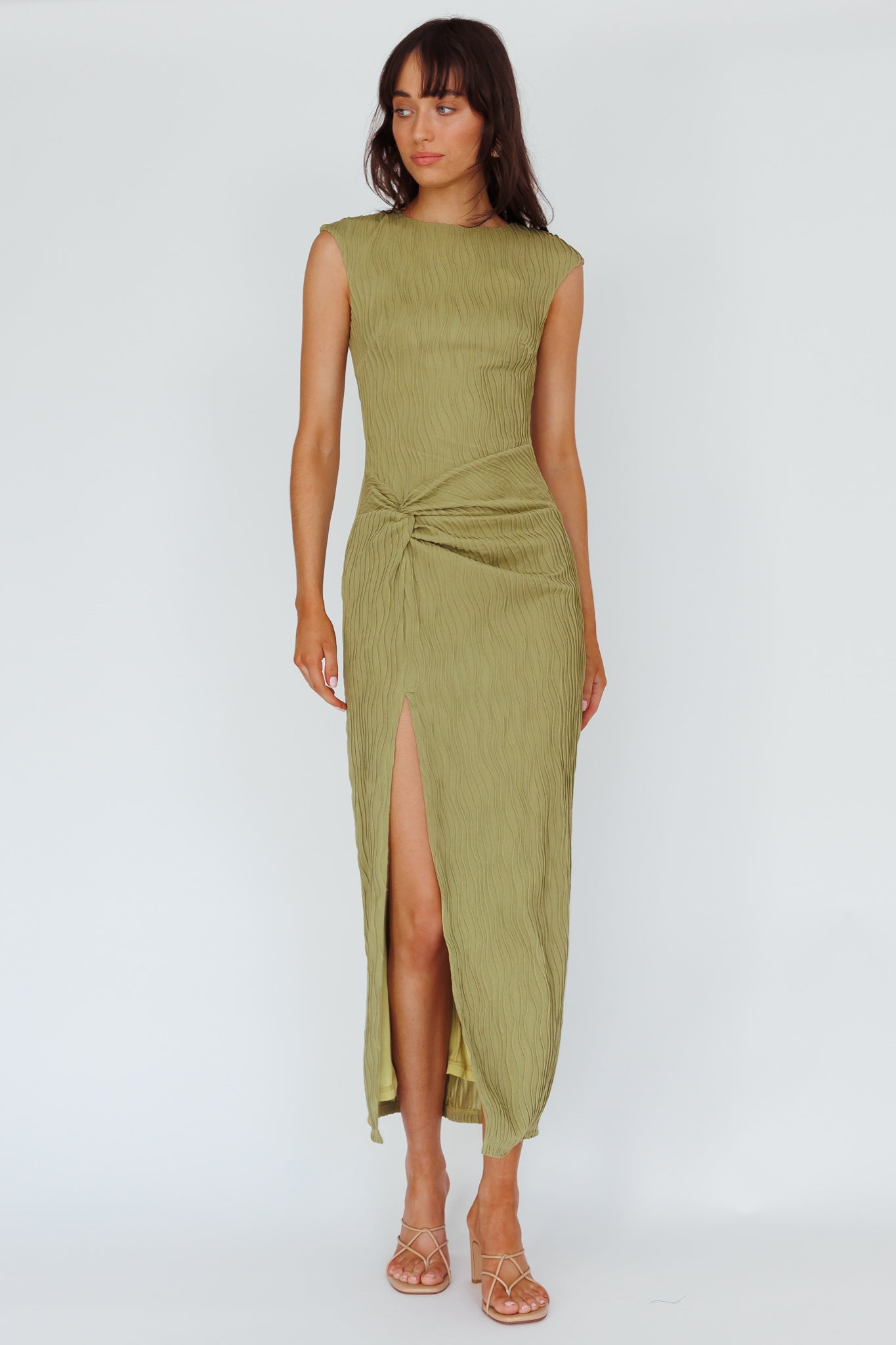 Like A Movie Cap Sleeve Midi Dress Olive by Selfie Leslie