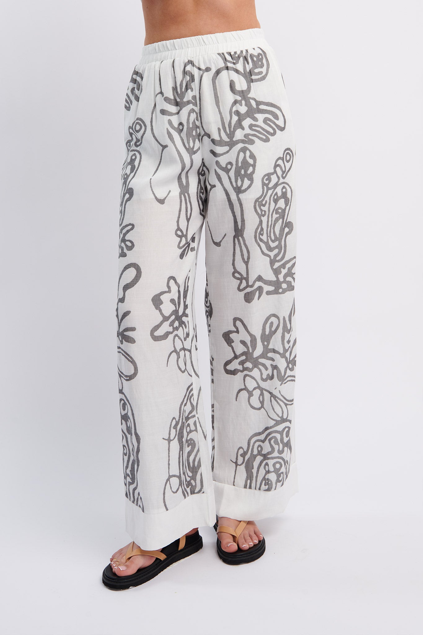 Oceania Long Pants Print White by Selfie Leslie