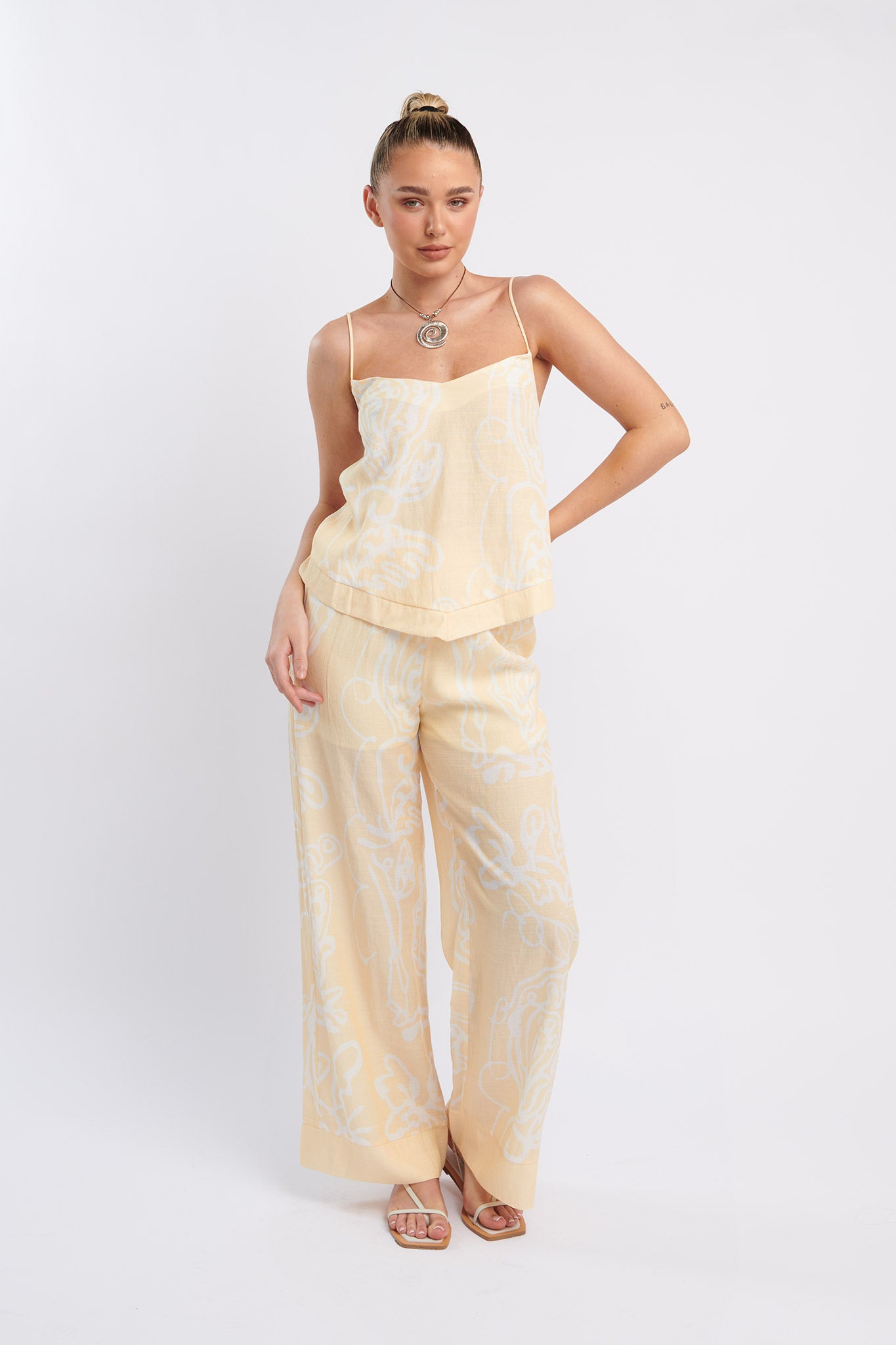 Oceania Long Pants Print Yellow by Selfie Leslie
