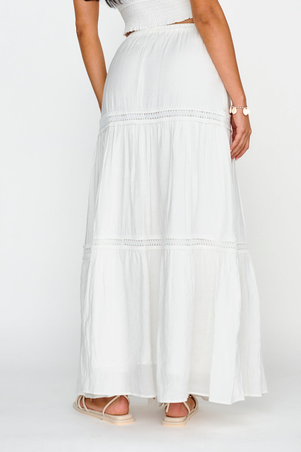 Canyon Cove Crochet Trim Maxi Skirt White by Selfie Leslie
