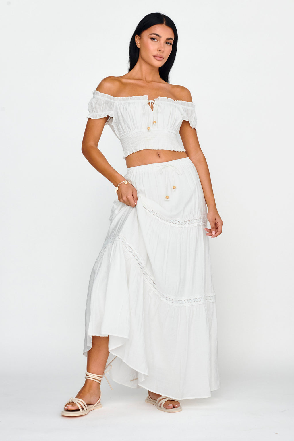 Canyon Cove Puff Sleeve Crop Top White by Selfie Leslie