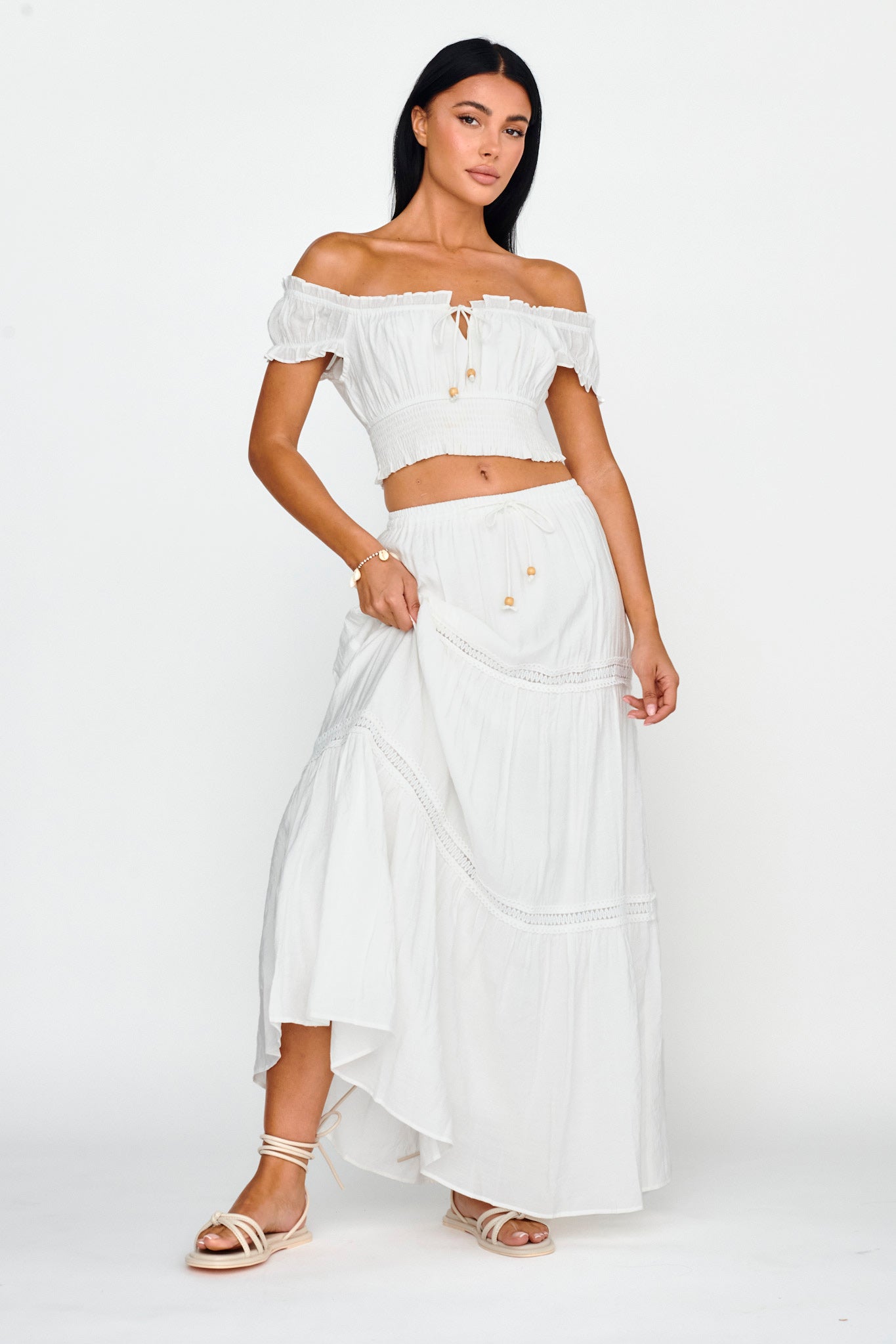 Canyon Cove Puff Sleeve Crop Top White by Selfie Leslie