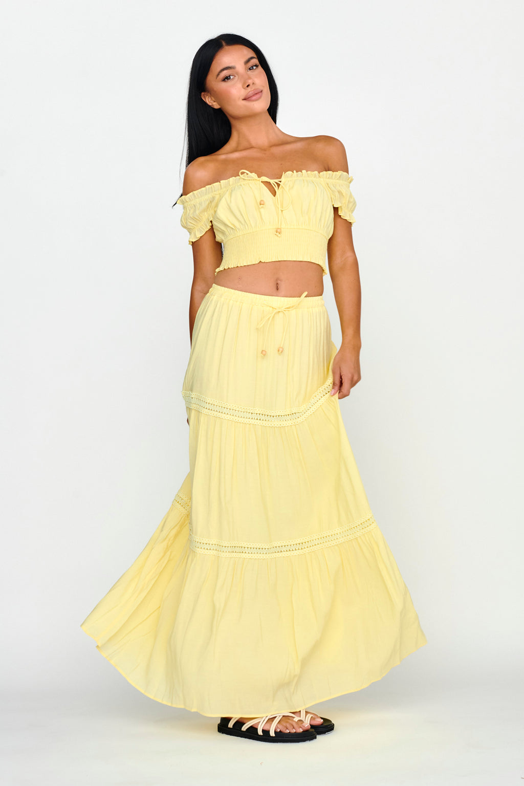 Canyon Cove Puff Sleeve Crop Top Yellow by Selfie Leslie