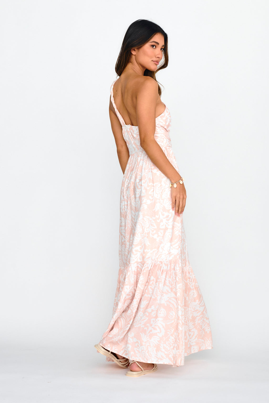 Kamali One-Shoulder Keyhole Maxi Dress Beige by Selfie Leslie
