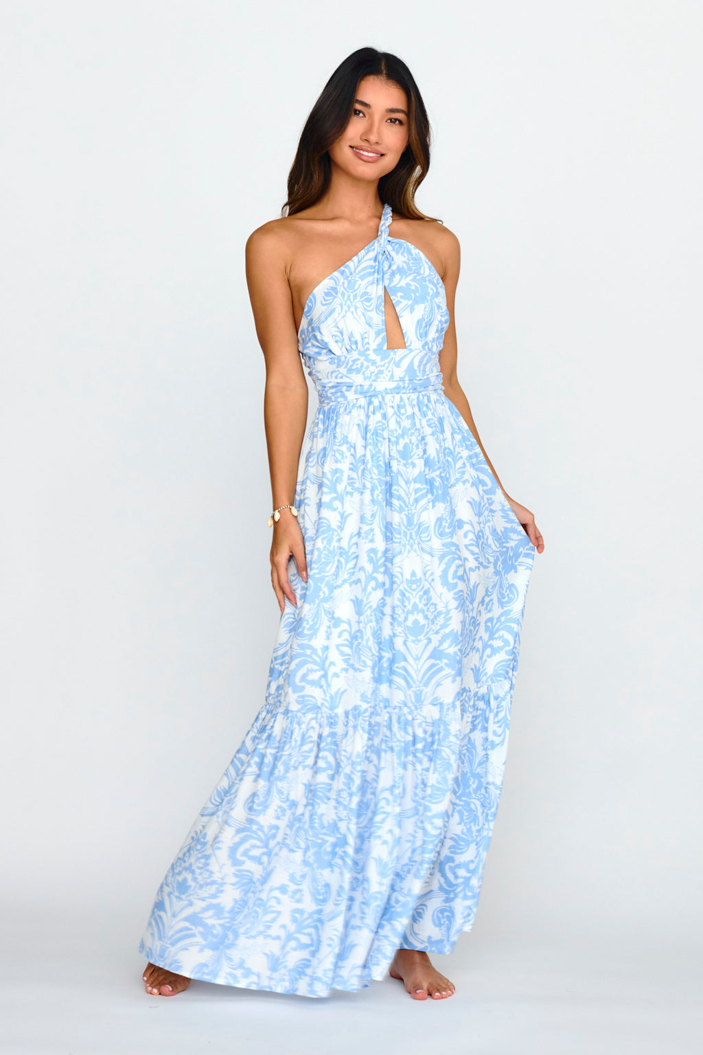 Kamali One-Shoulder Keyhole Maxi Dress Blue by Selfie Leslie