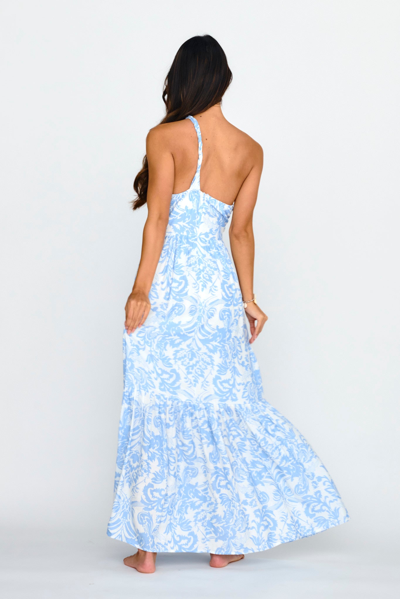 Kamali One-Shoulder Keyhole Maxi Dress Blue by Selfie Leslie