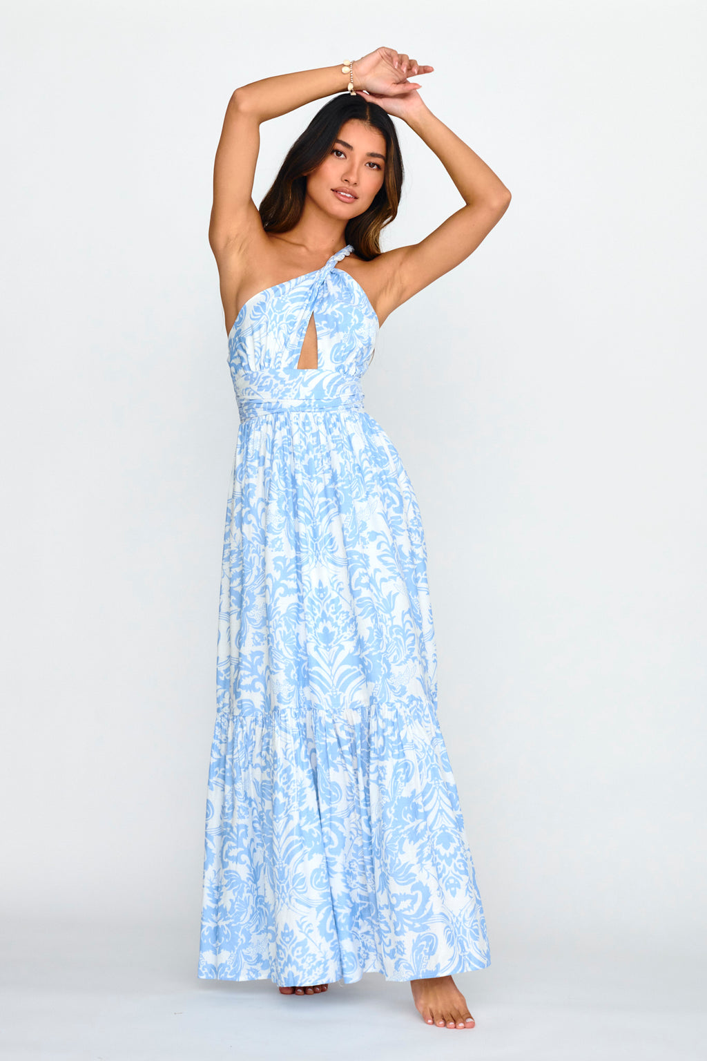 Kamali One-Shoulder Keyhole Maxi Dress Blue by Selfie Leslie