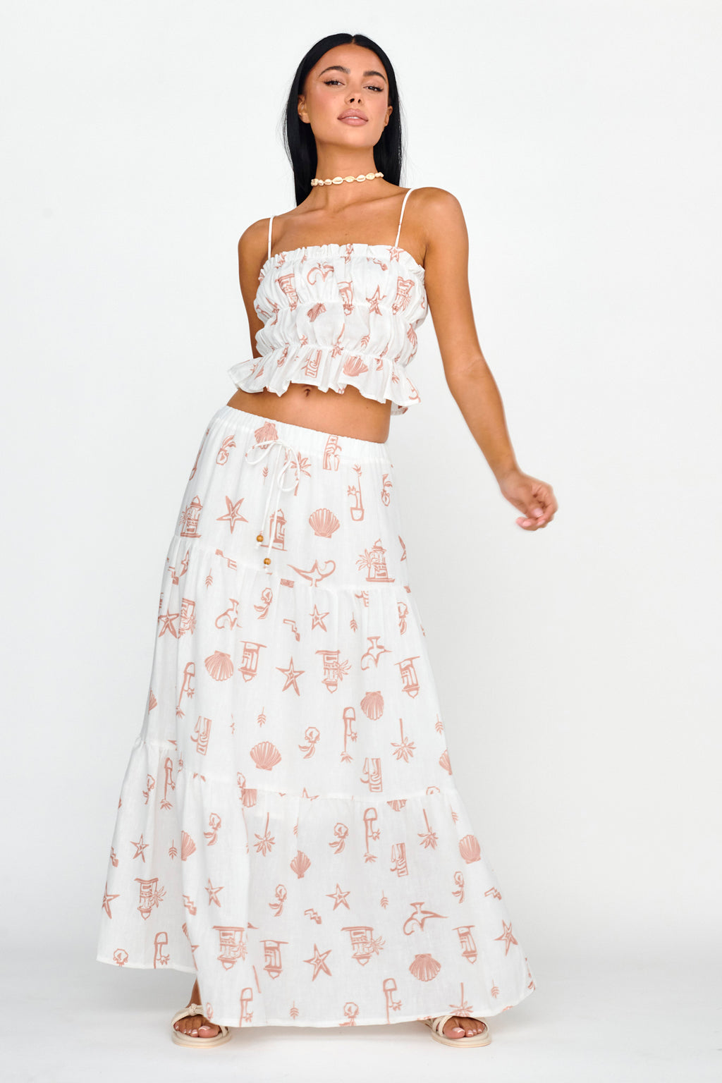South Bay Maxi Skirt Print Mocha by Selfie Leslie