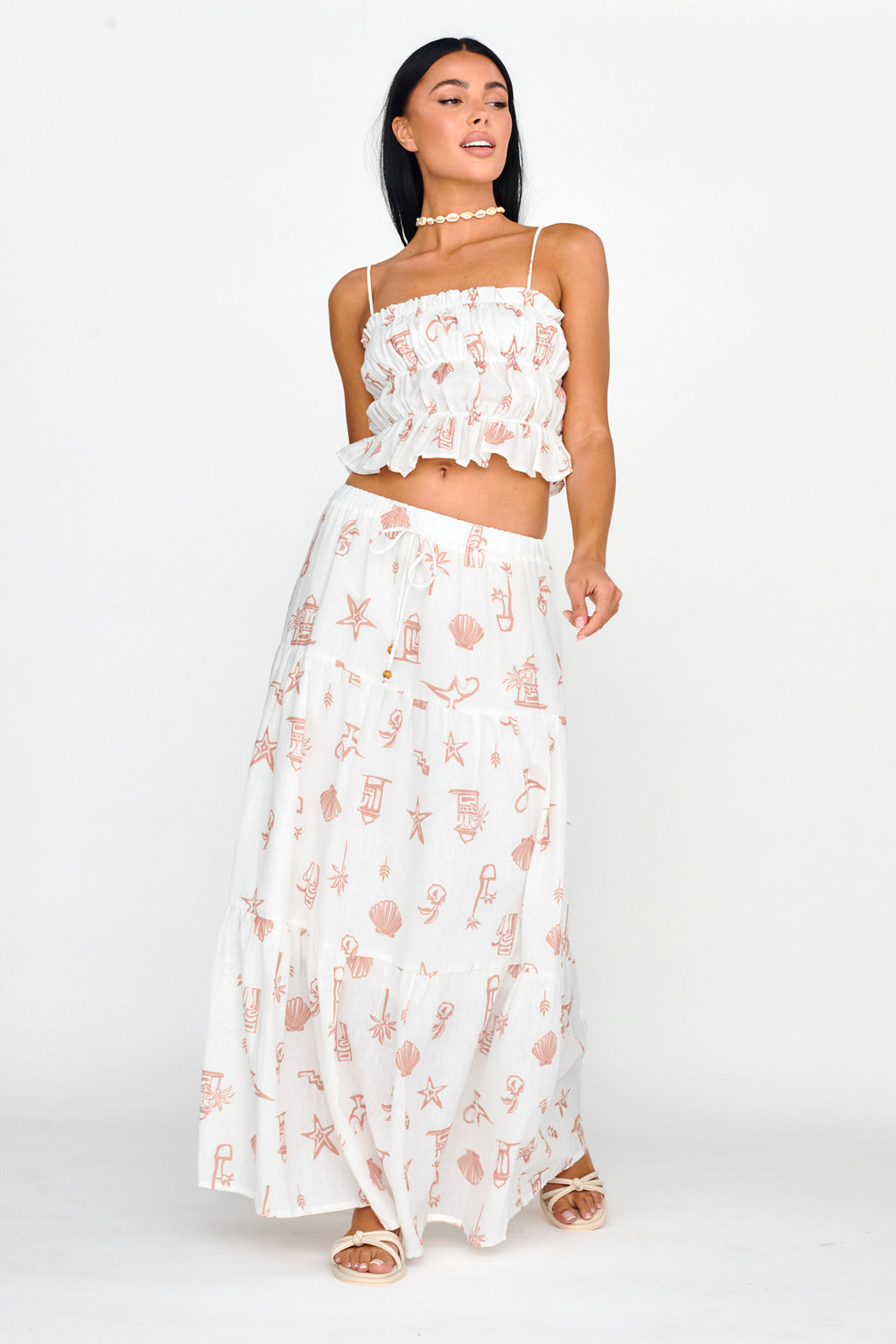 South Bay Maxi Skirt Print Mocha by Selfie Leslie