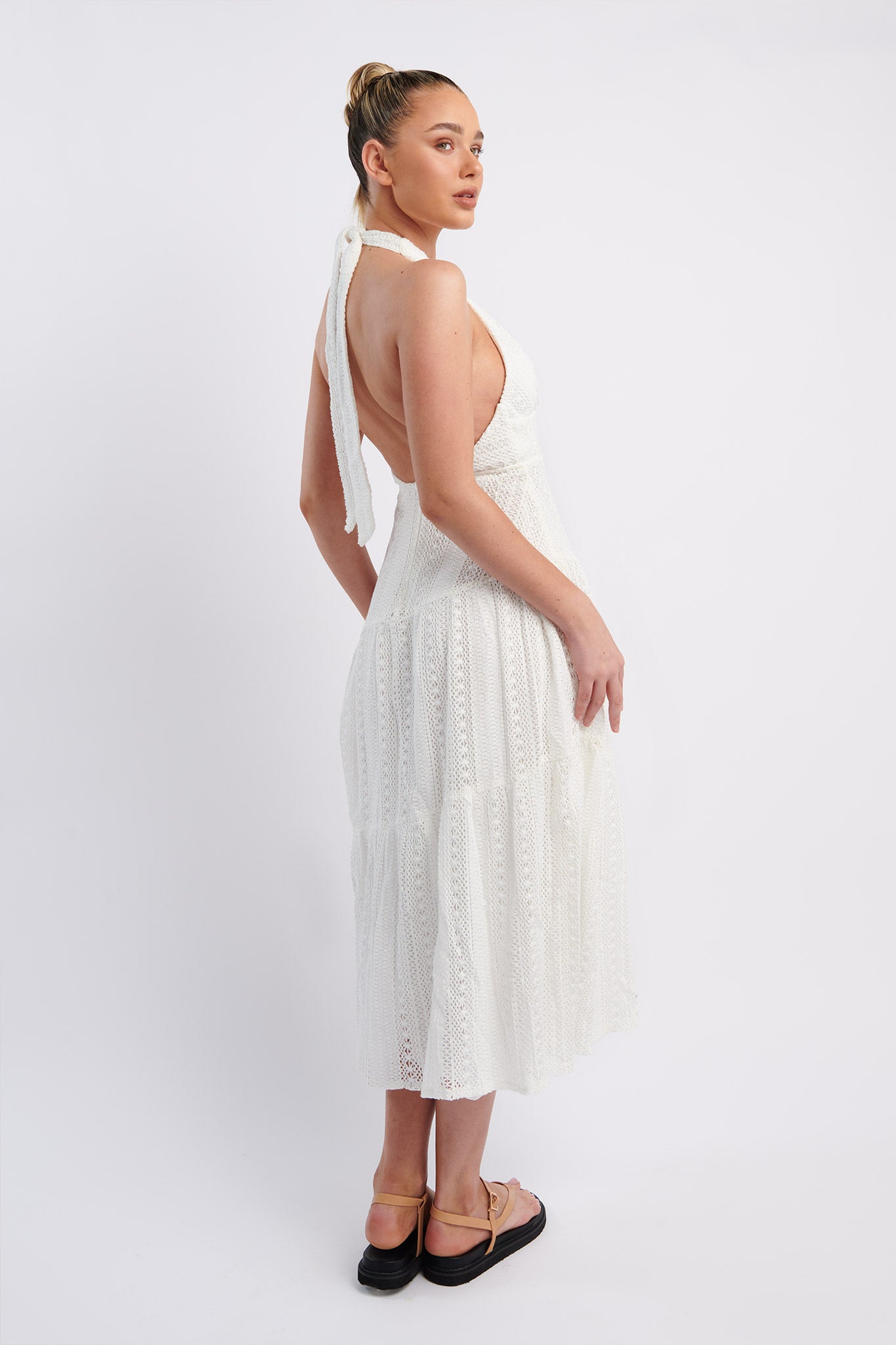 Nolita Halterneck Lace Overlay Maxi Dress White by Selfie Leslie
