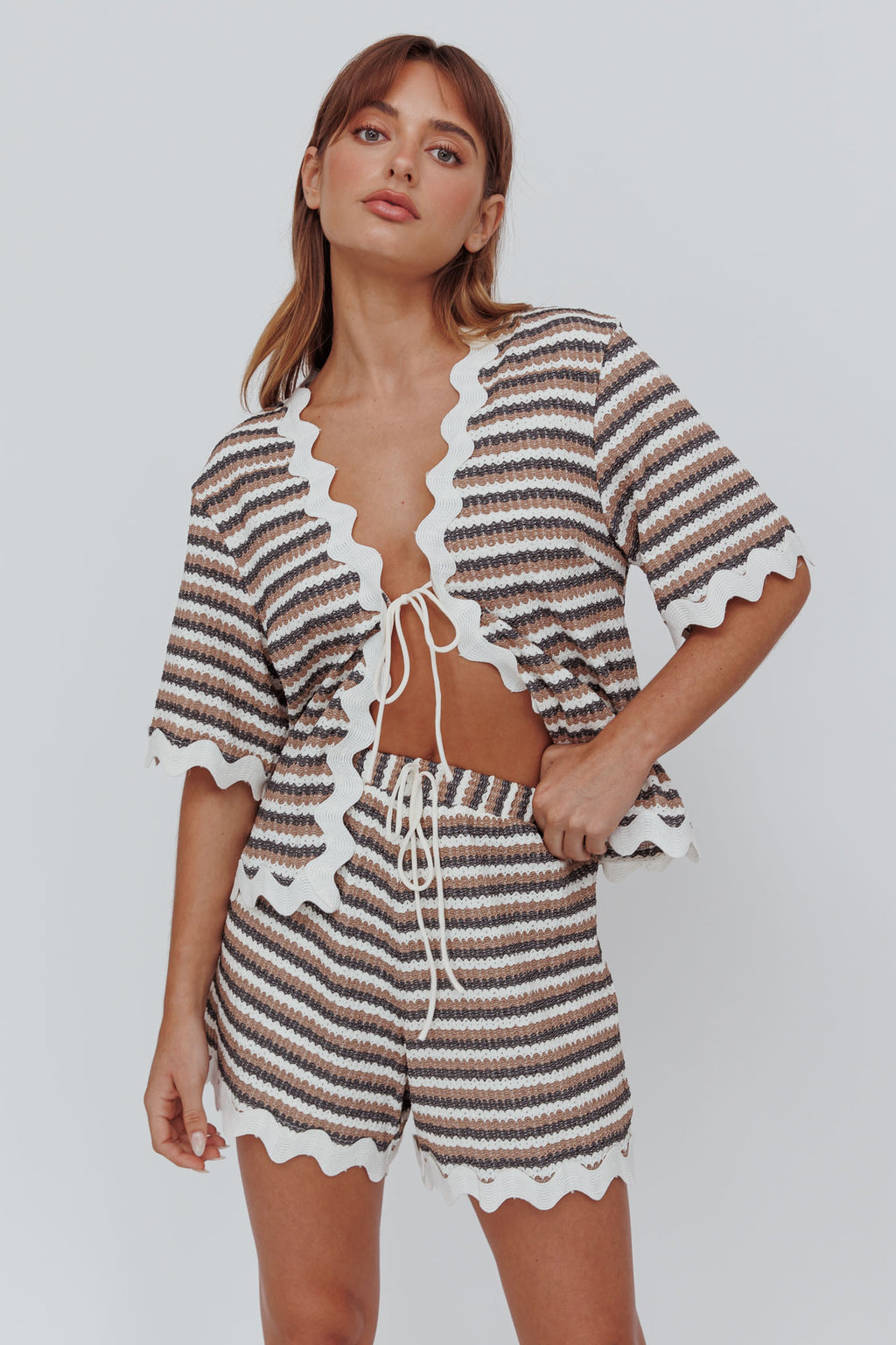 Breakaway Shorts Stripe Mocha by Selfie Leslie