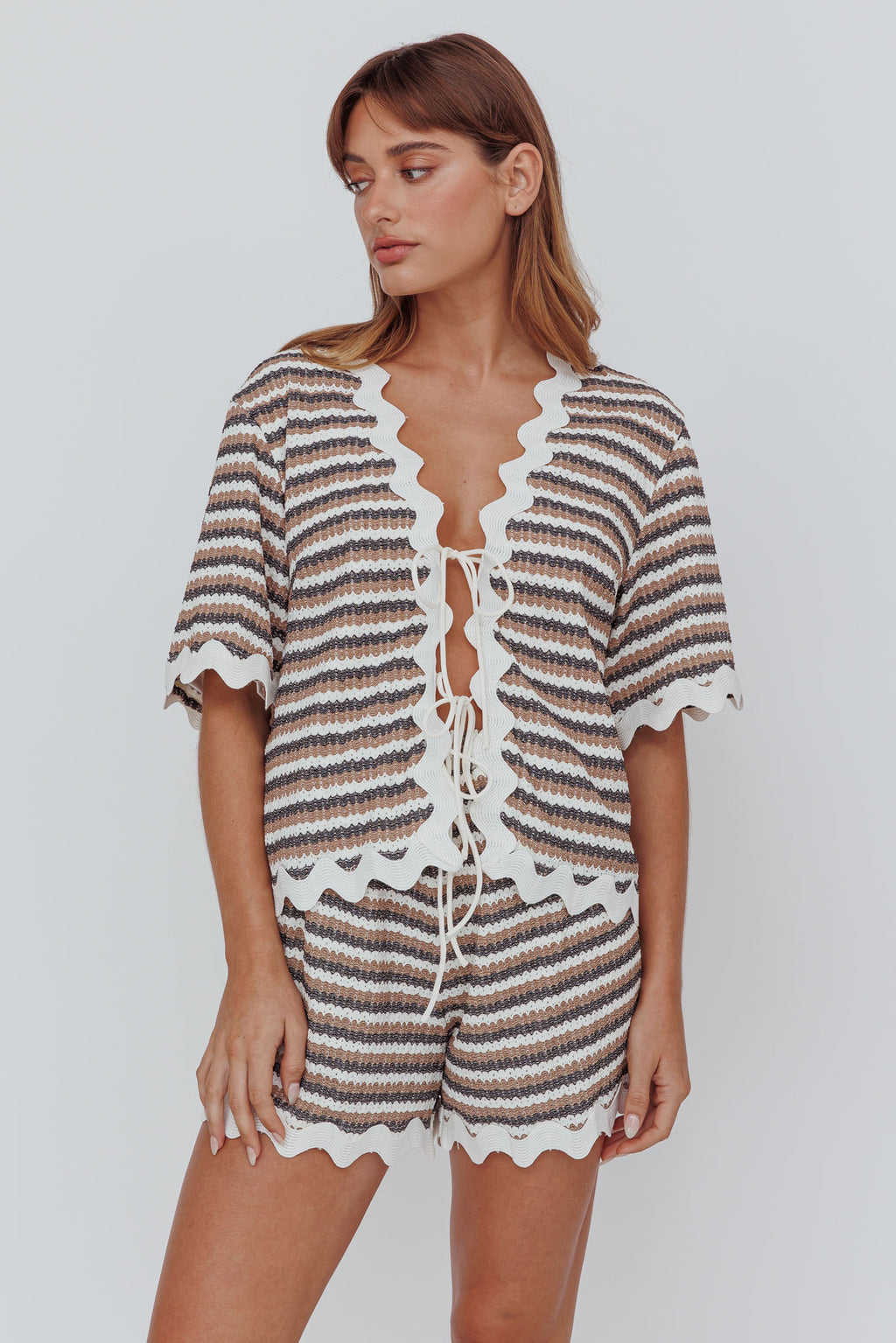 Breakaway Shorts Stripe Mocha by Selfie Leslie
