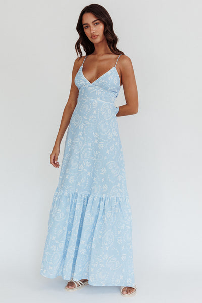 Later Days Cami Strap Maxi Dress Paisley Blue | Selfie Leslie