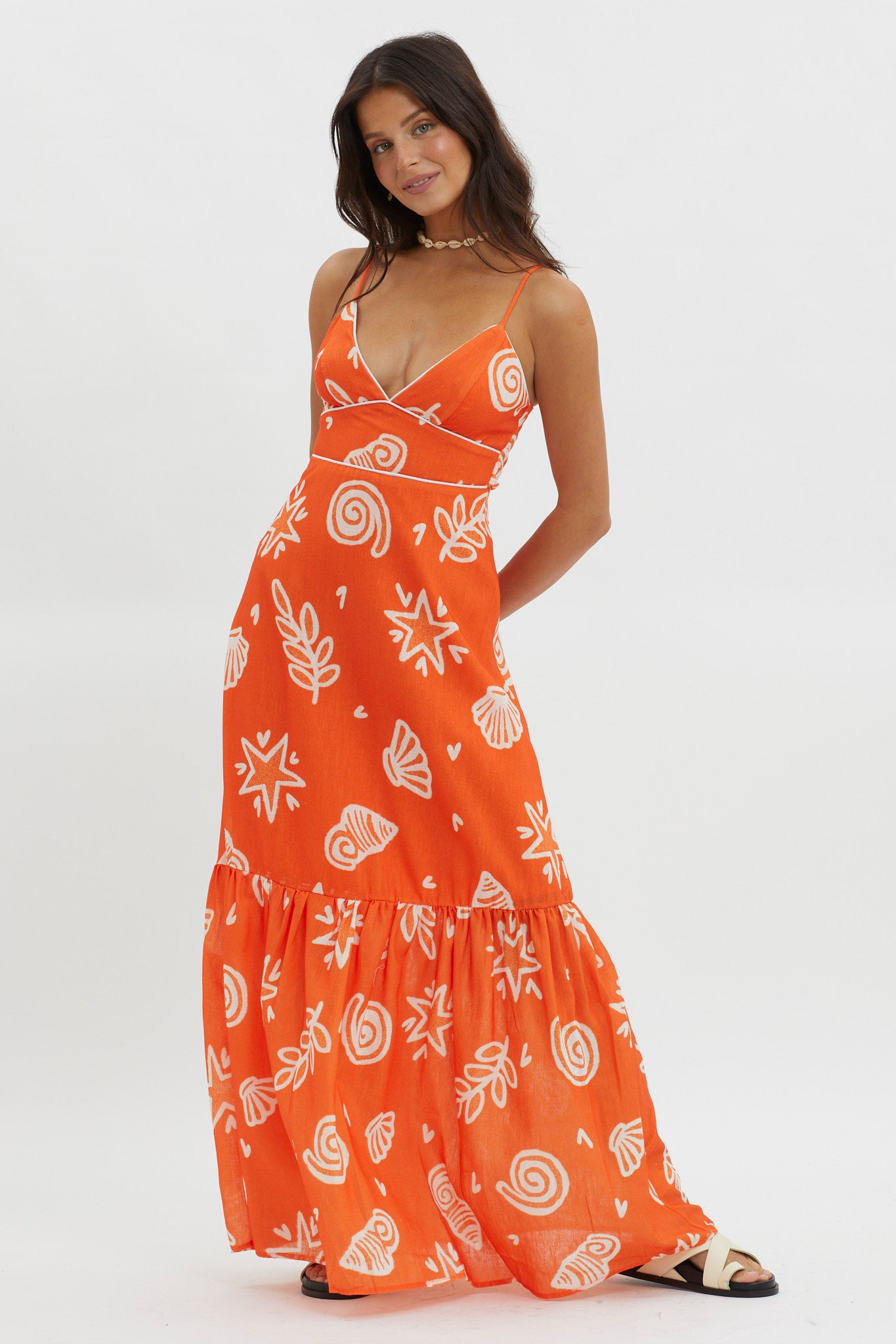 Later Days Cami Strap Maxi Dress Print Red by Selfie Leslie