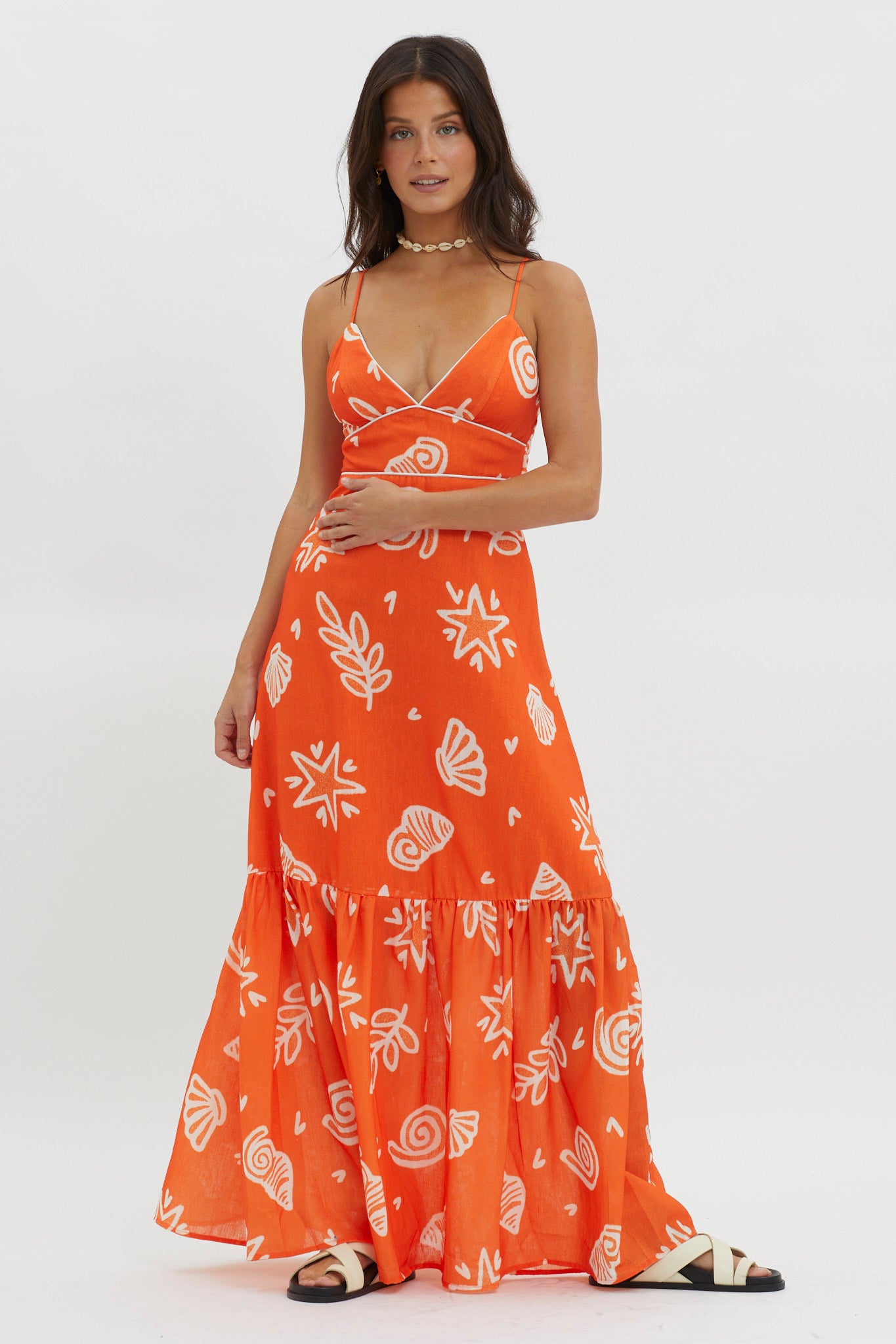 Later Days Cami Strap Maxi Dress Print Red by Selfie Leslie